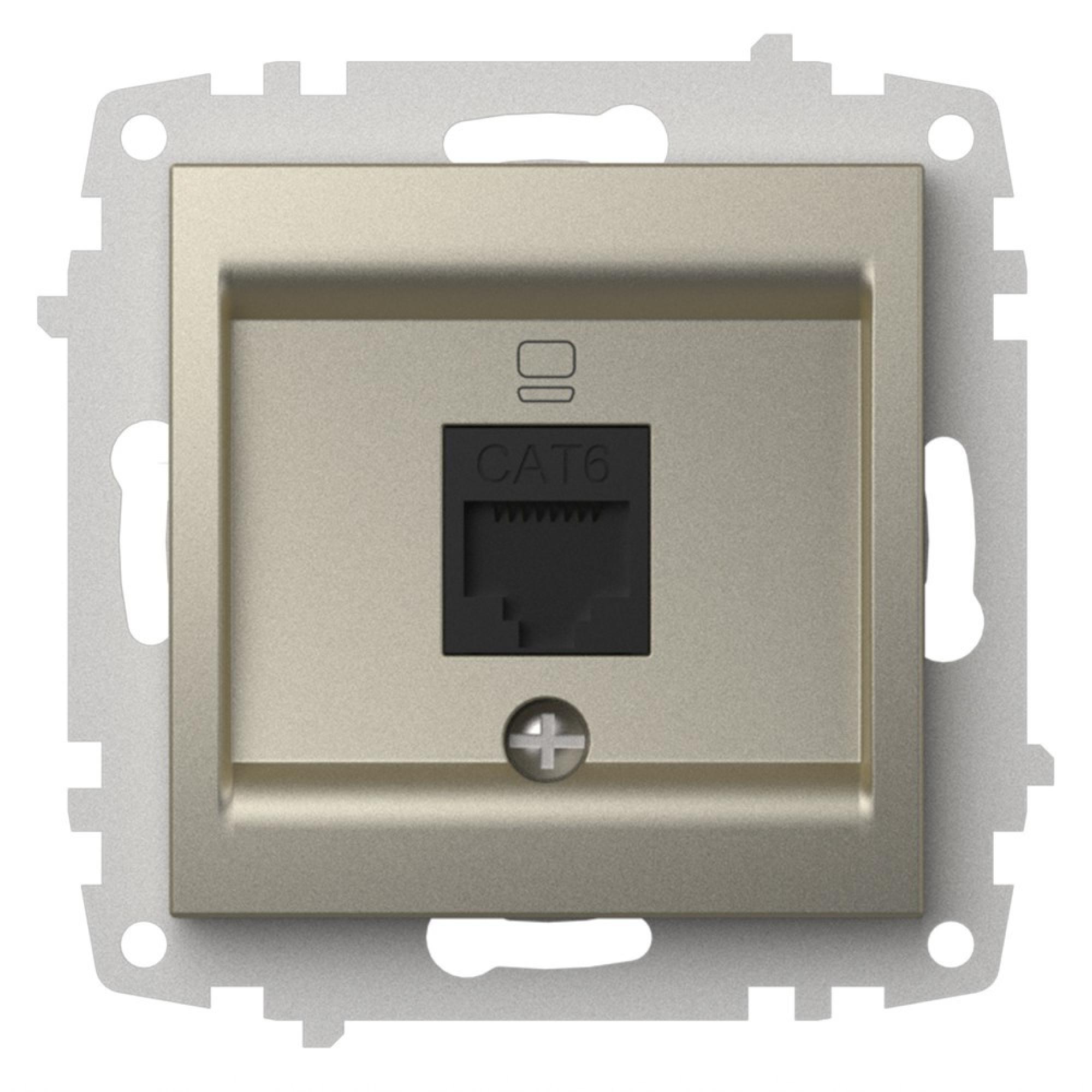 1 FACH ISDN DOSE CAT 6 (Einsatz + Deckel) ZENA Titanium