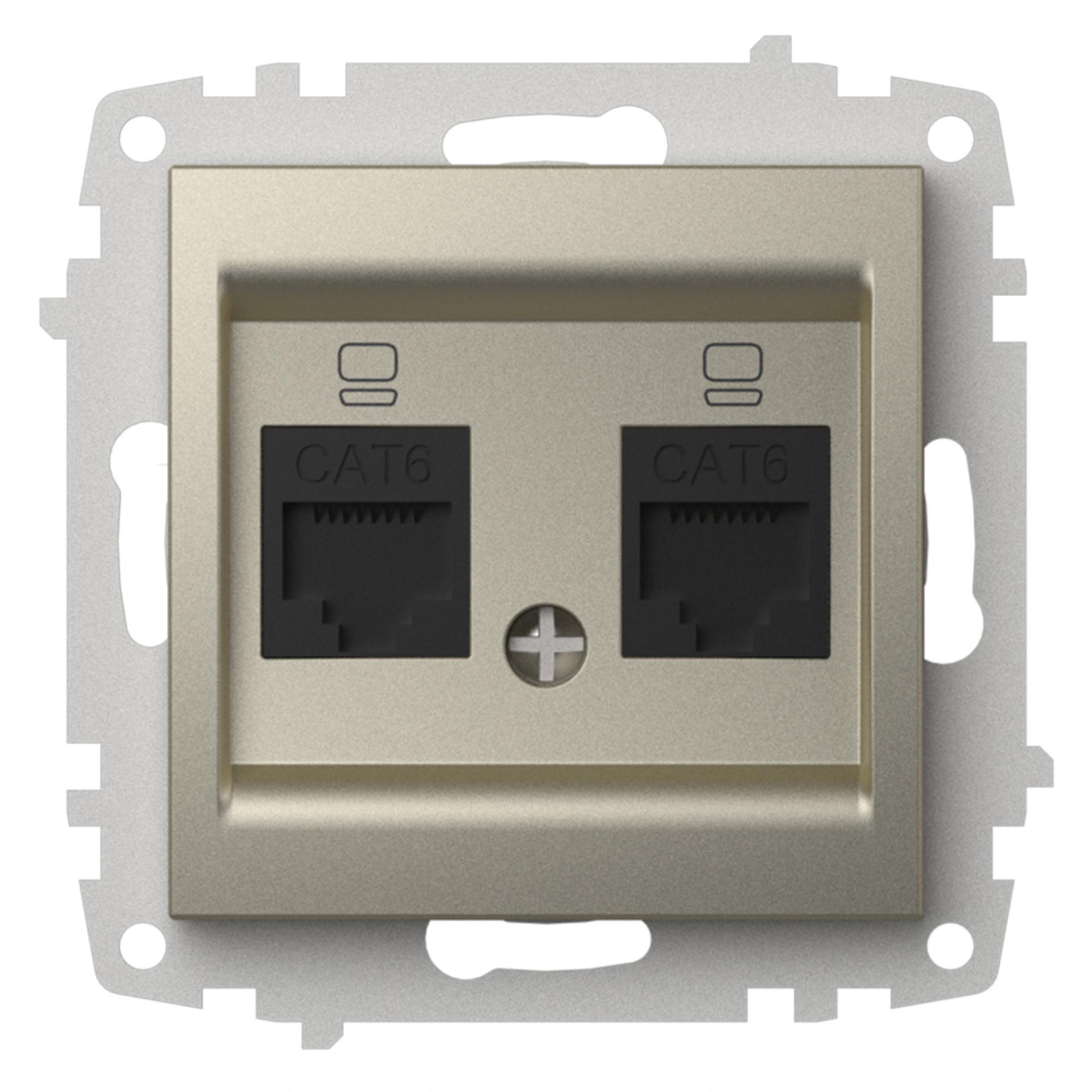 2 FACH ISDN DOSE CAT 6 (Einsatz + Deckel) ZENA Titanium