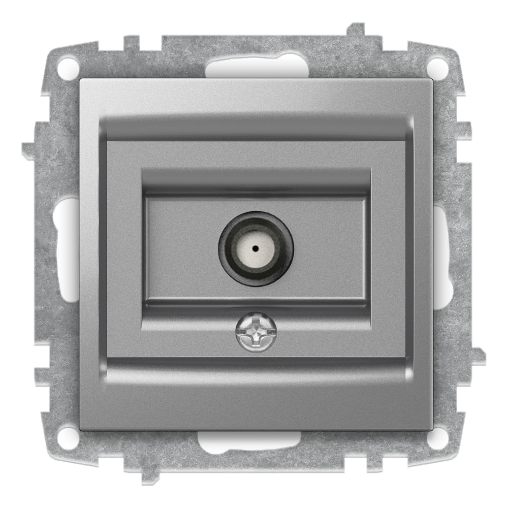 F ANSCHLUSS SAT DOSE DURCHGANG (Einsatz + Deckel) ZENA Met. Silber