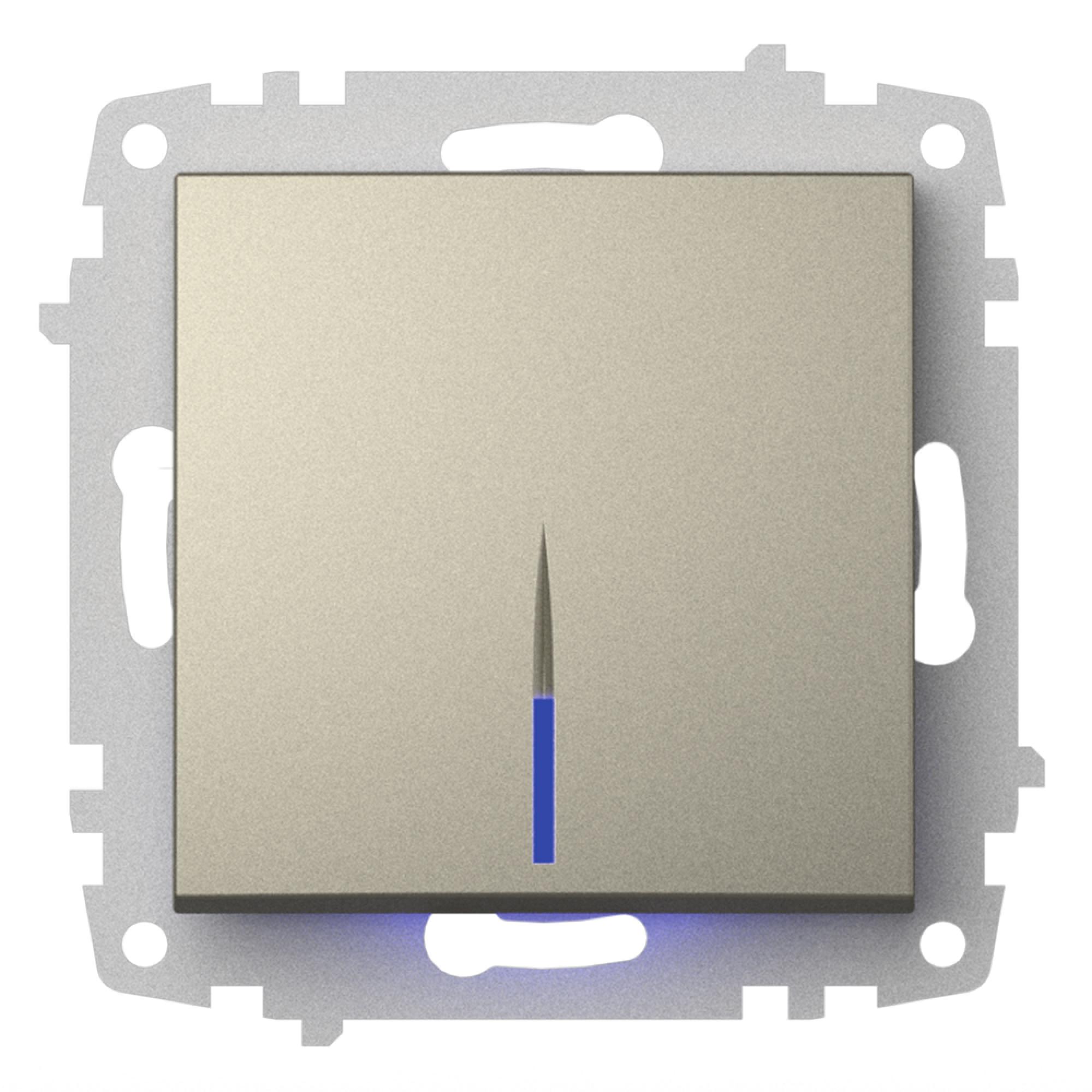 EIN und AUSSCHALTER mit LED (Einsatz + Wippe) ZENA Titanium