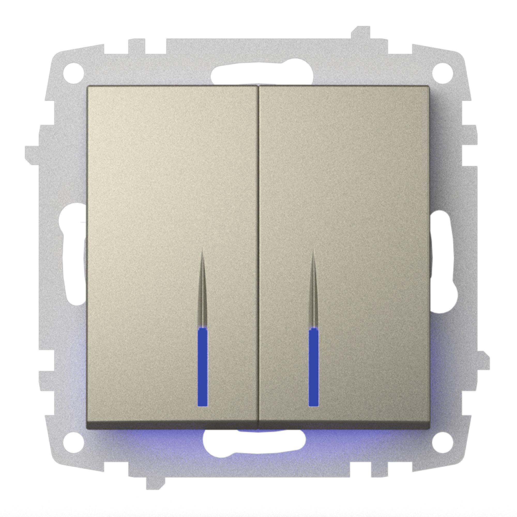 SERIENSCHALTER mit LED (Einsatz + Wippe) ZENA Titanium