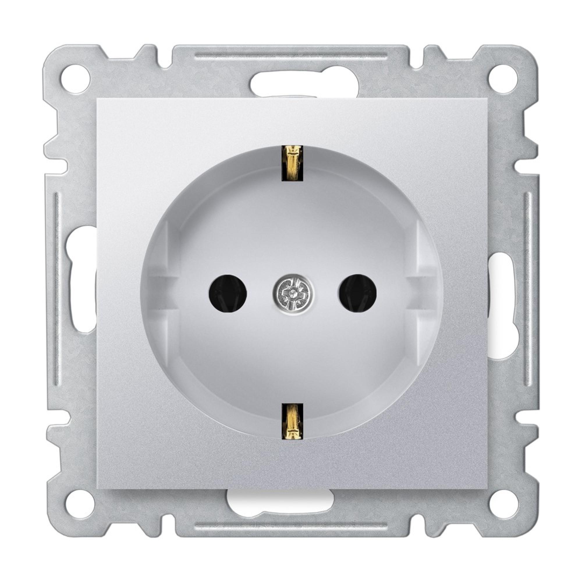 STECKDOSE ( Einsatz + Deckel ) KAREA Met. Silber