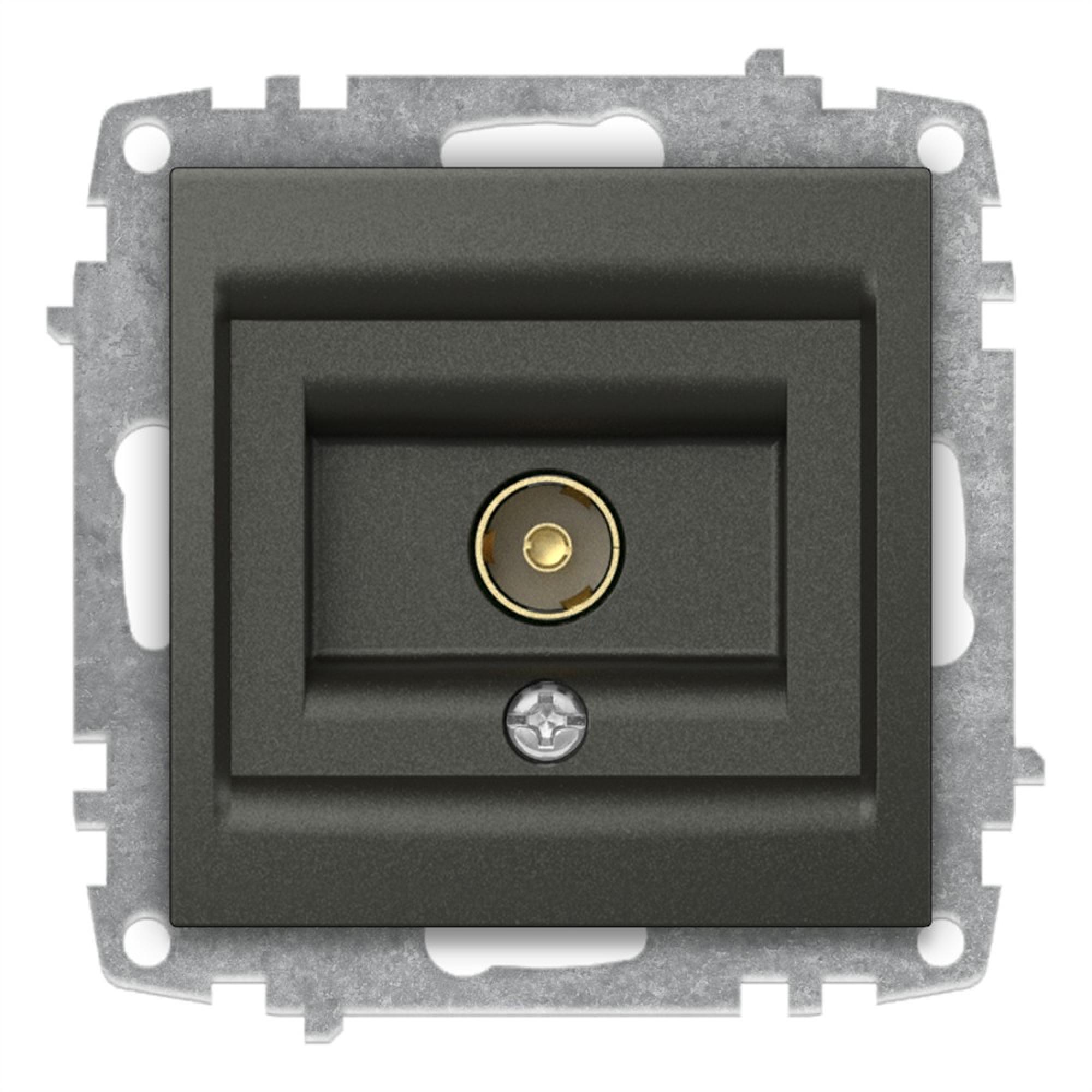 TV DOSE DURCHGANG 1 LOCH WEIBLICH  (Einsatz + Deckel) ZENA Anthrazit