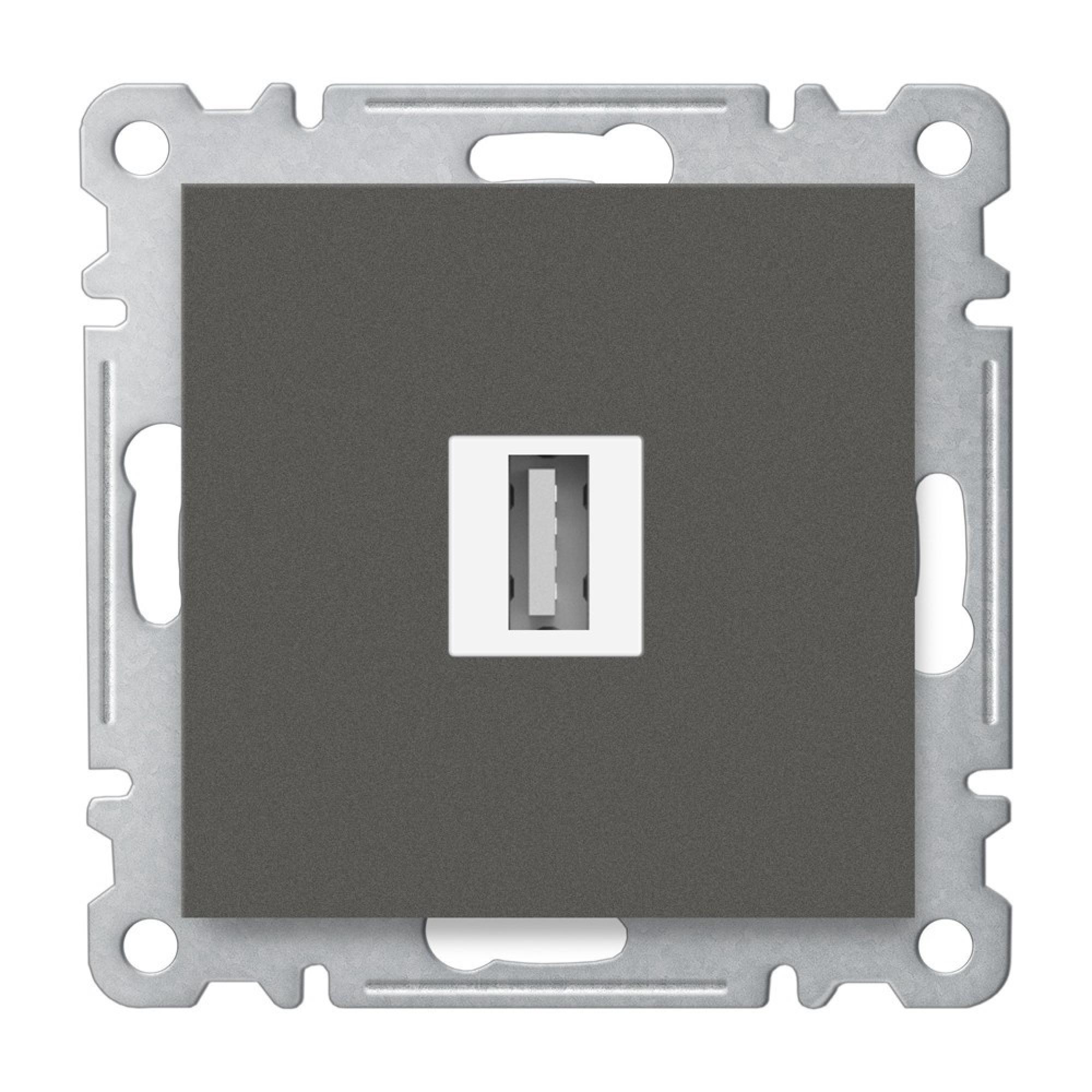 USB DURCHGANG ANSCHLUSSDOSE ( Einsatz + Deckel ) LUNIS Anthrazit