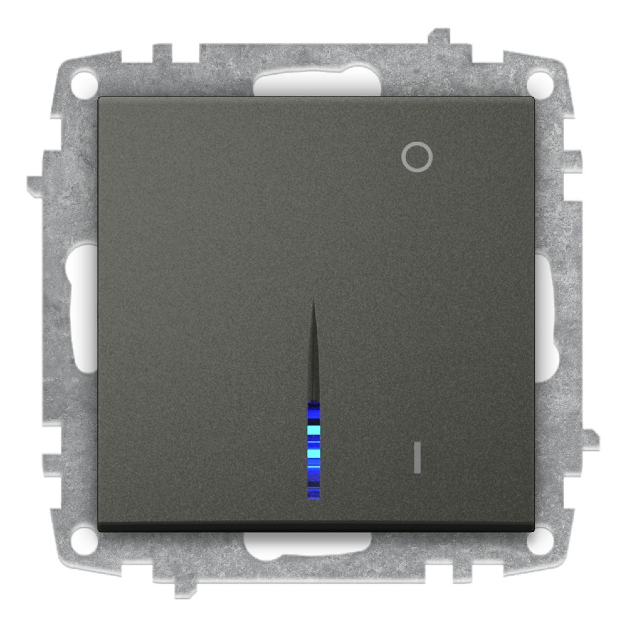 2 POLIGE SCHALTER mit LED (Einsatz + Wippe) ZENA Anthrazit