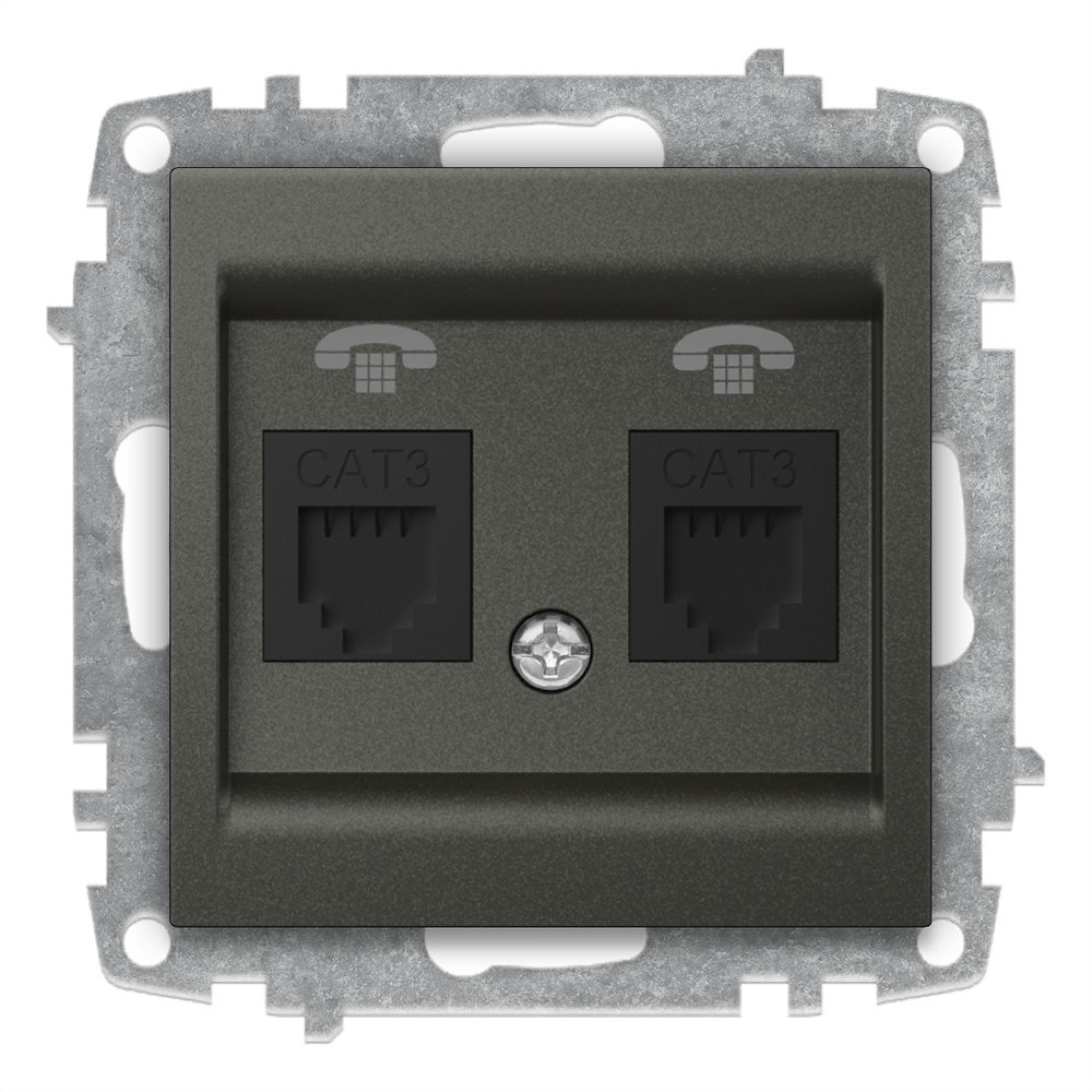 2 FACH WESTERN TELEFONDOSE (Einsatz + Deckel) ZENA Anthrazit