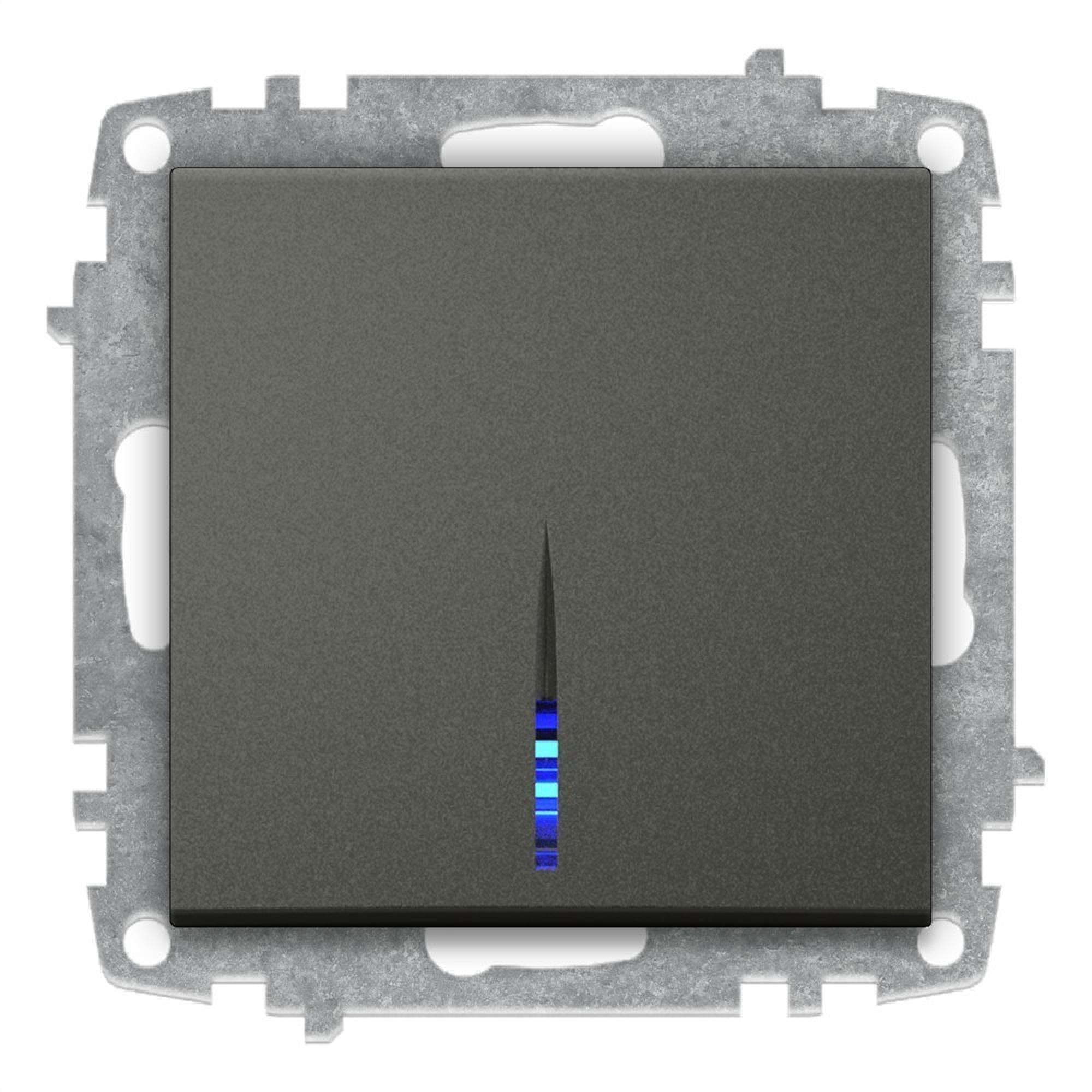 EIN und AUSSCHALTER mit LED (Einsatz + Deckel) ZENA Anthrazit