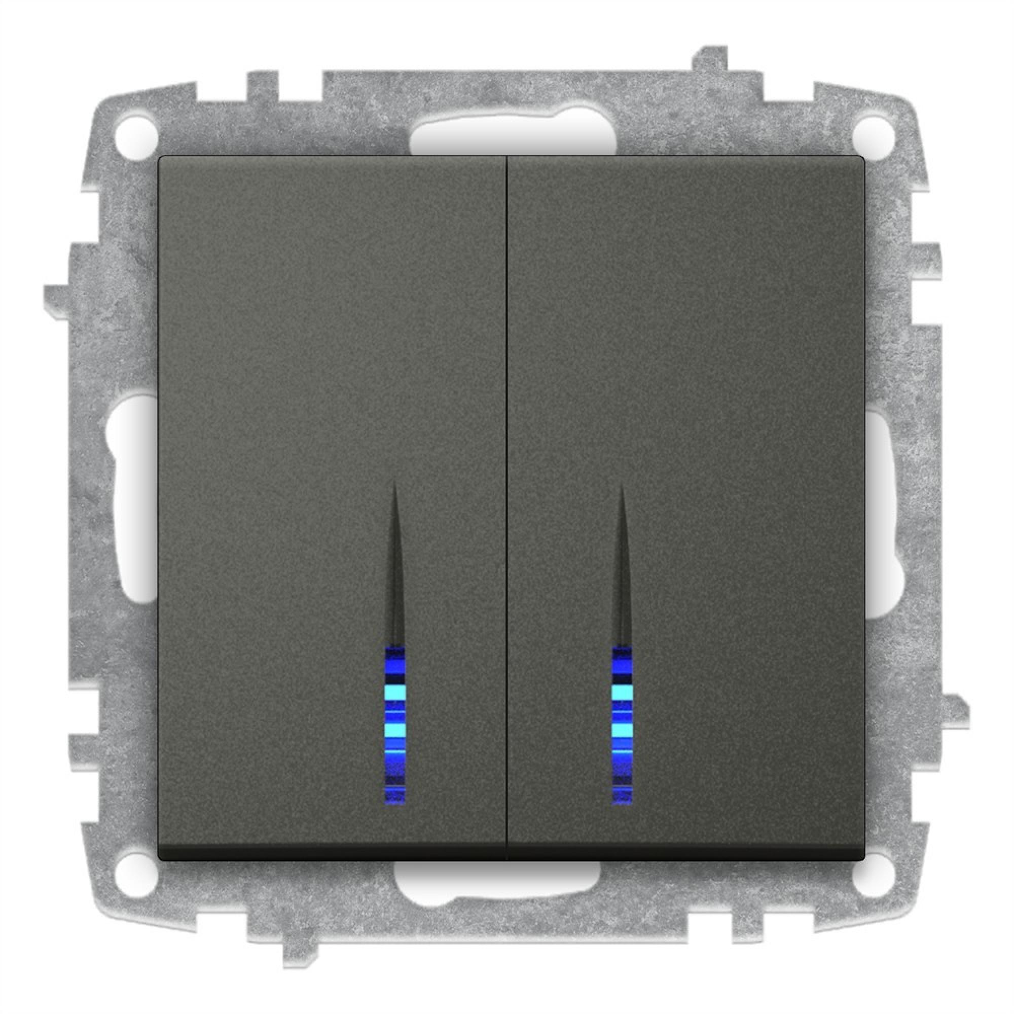 SERIENSCHALTER mit LED (Einsatz + Wippe) ZENA Anthrazit