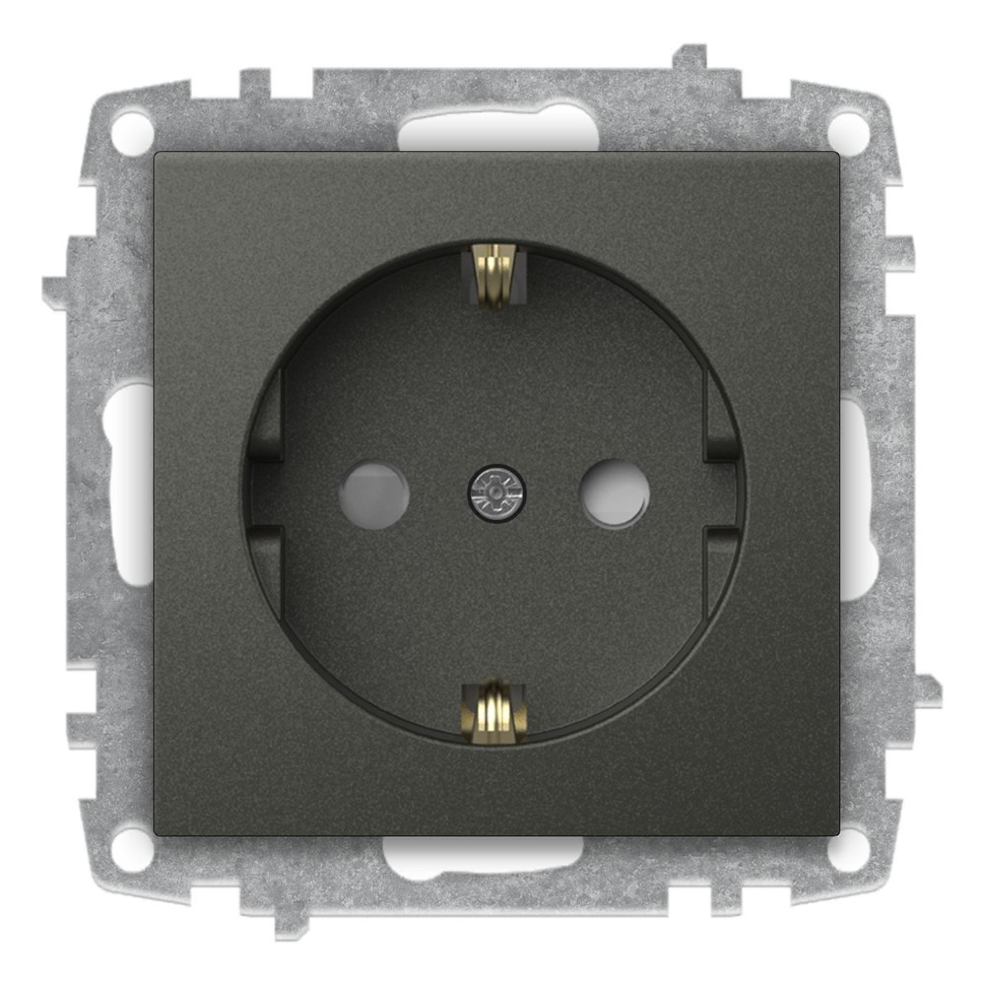STECKDOSE mit KINDERSICHERUNG( Einsatz + Deckel) ZENA Anthrazit