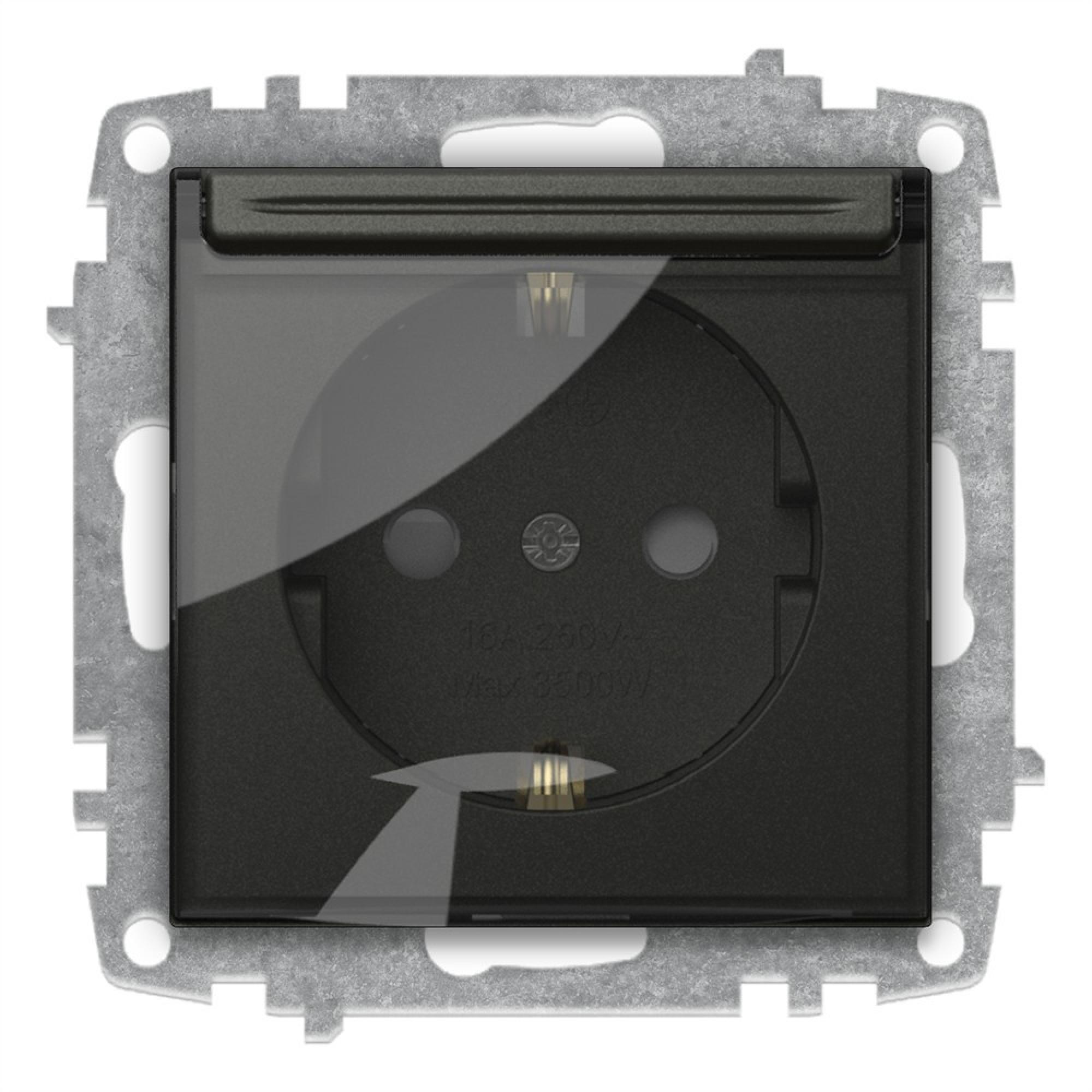 ABDECKSTECKDOSE mit KINDERSICHERUNG ( Einsatz + Deckel ) ZENA Anthrazit