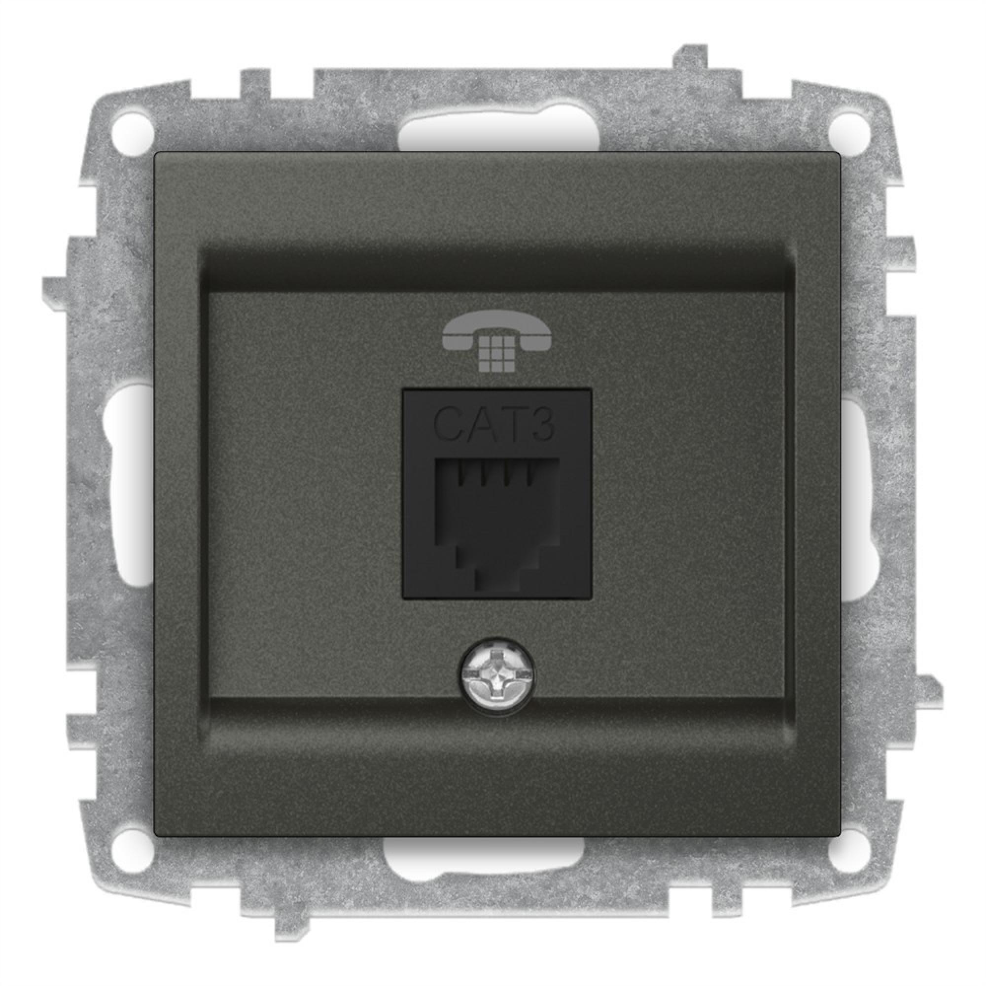 1 FACH WESTERN TELEFONDOSE (Einsatz + Deckel) ZENA Anthrazit