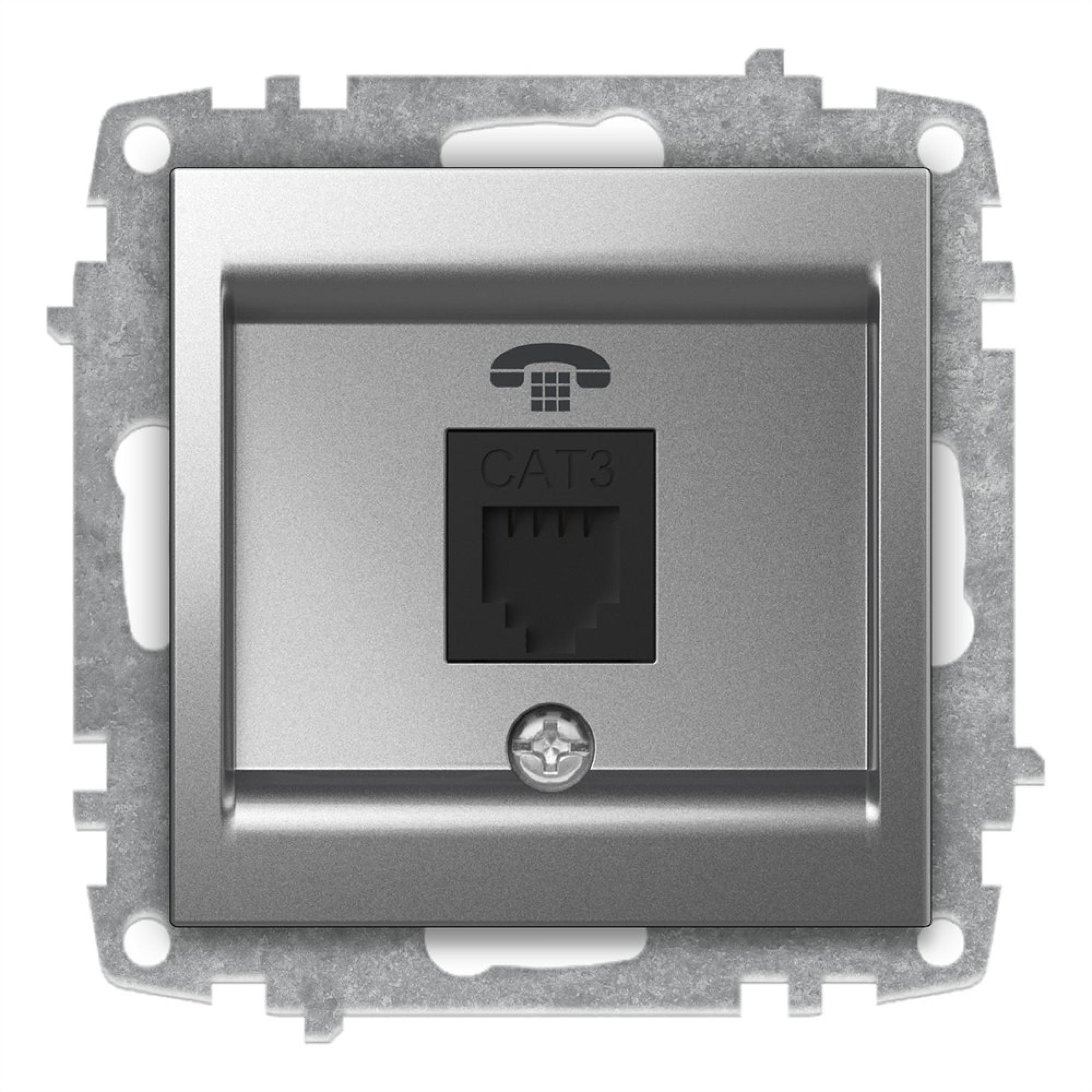 1 FACH WESTERN TELEFONDOSE (Einsatz + Deckel) ZENA Met. Silber