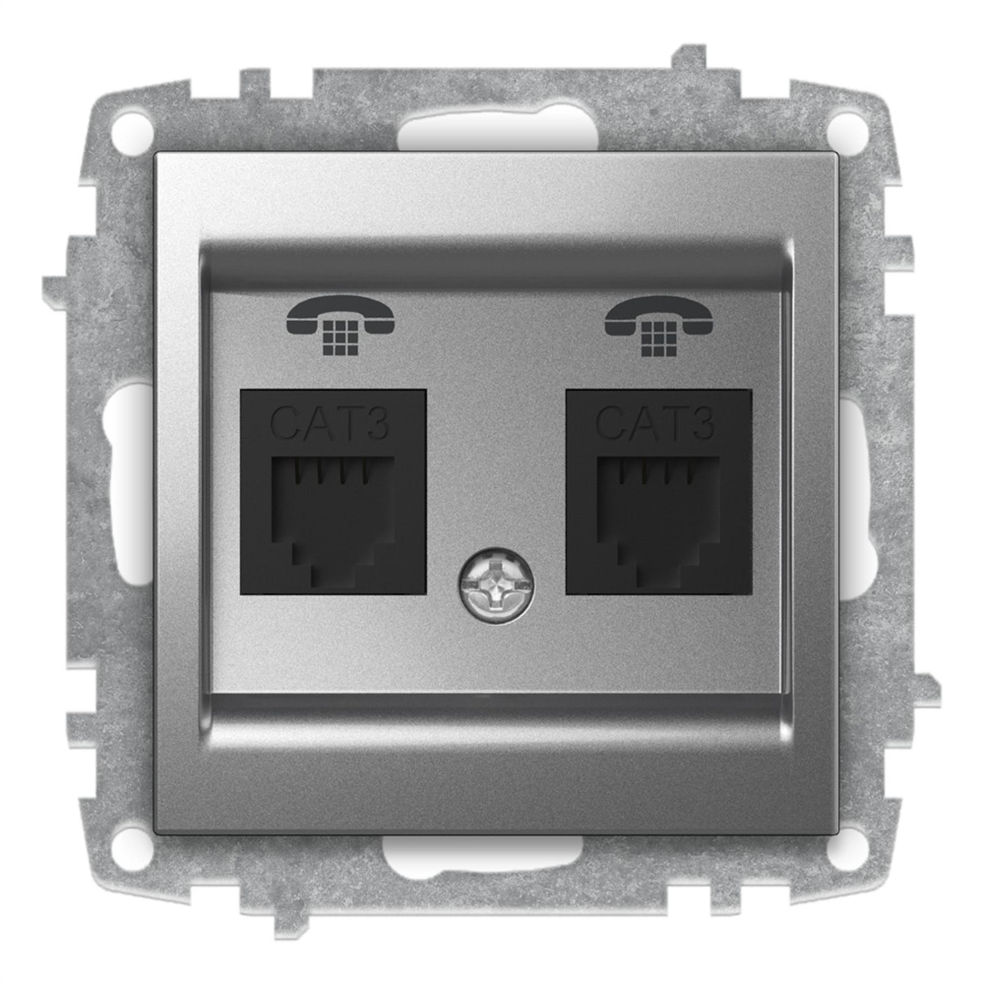 2 FACH WESTERN TELEFONDOSE (Einsatz + Deckel) ZENA Met. Silber