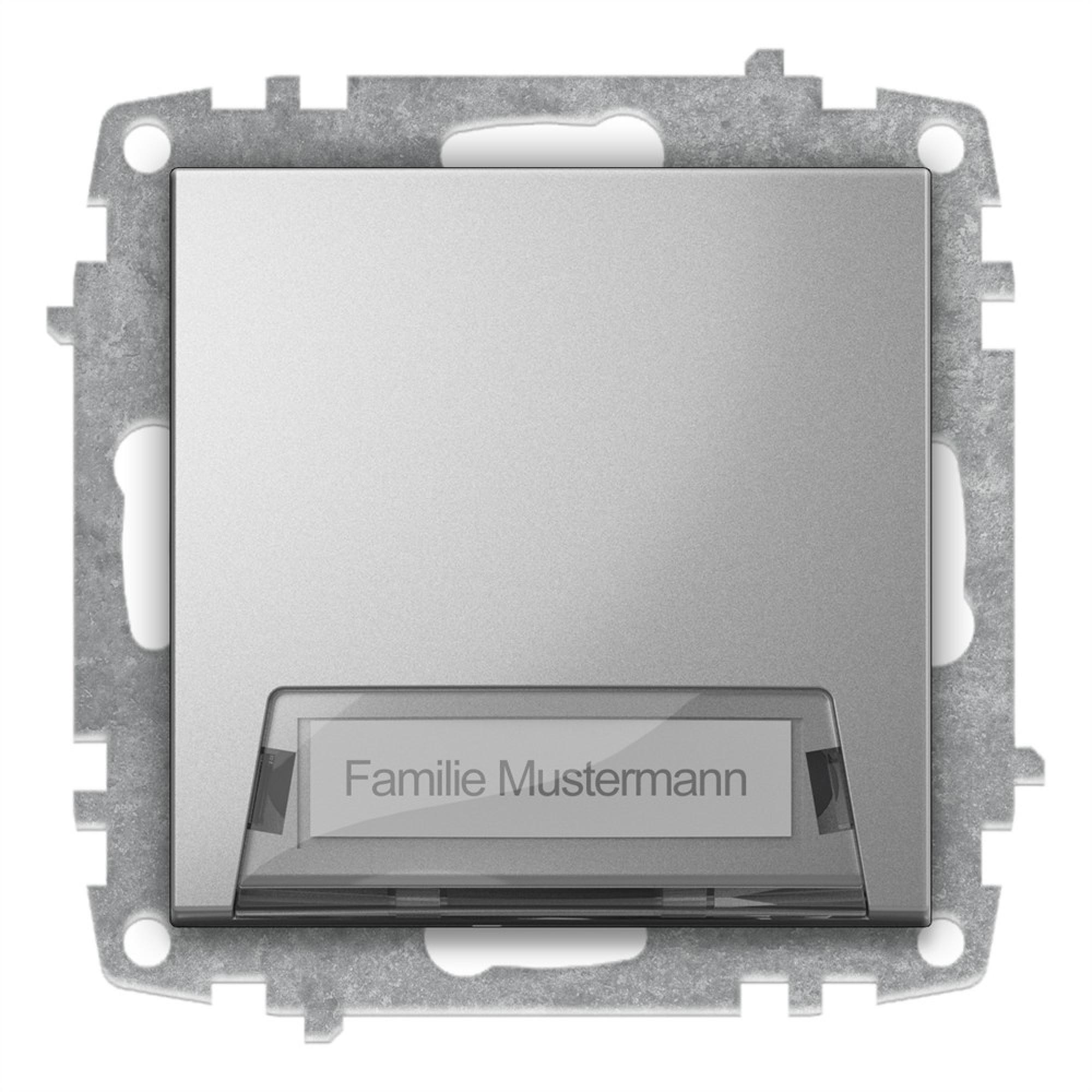 KLINGELTASTER mit NAMENSCHILD (Einsatz + Wippe) ZENA Met. Silber