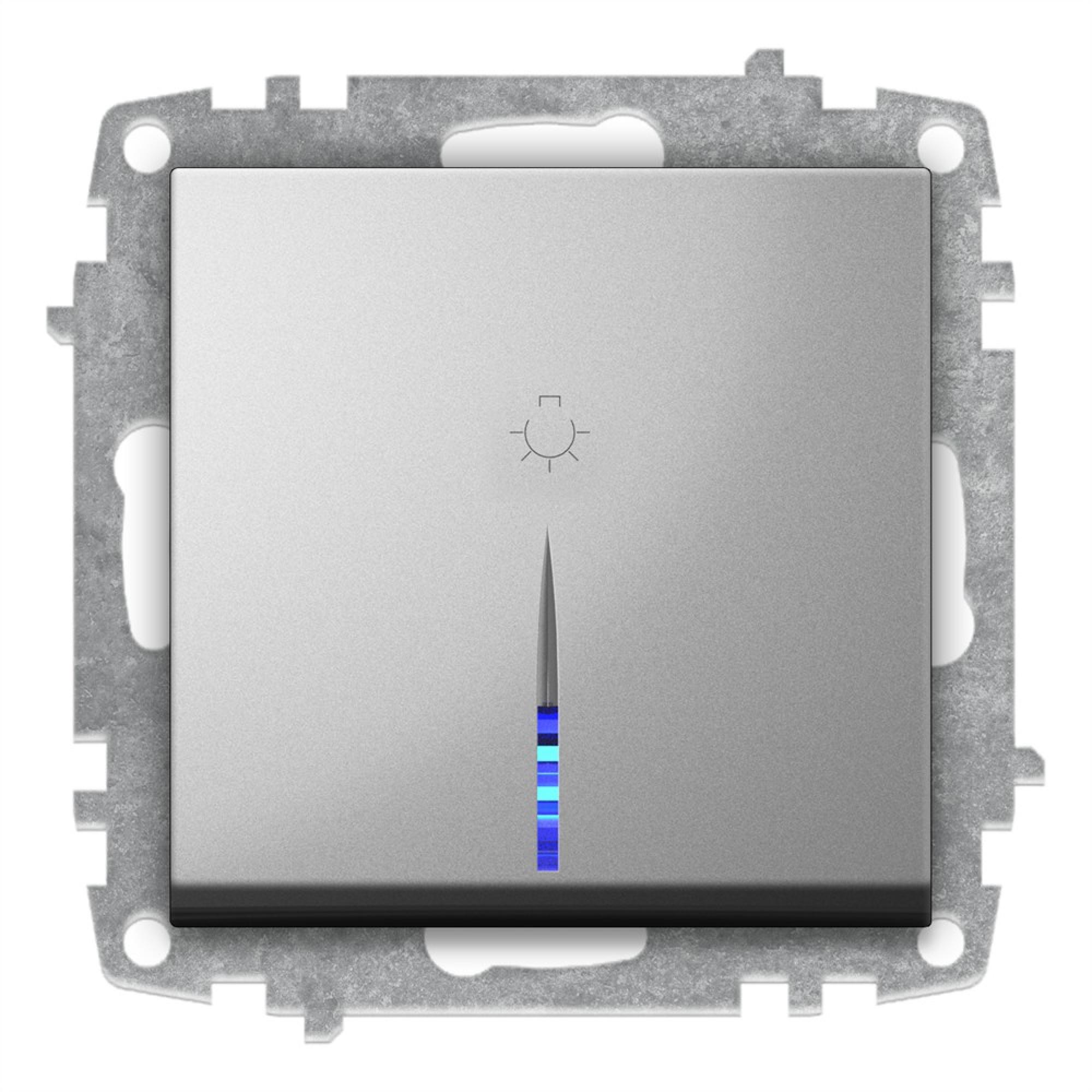 TASTER mit LED (Einsatz + Wippe) ZENA Met. Silber