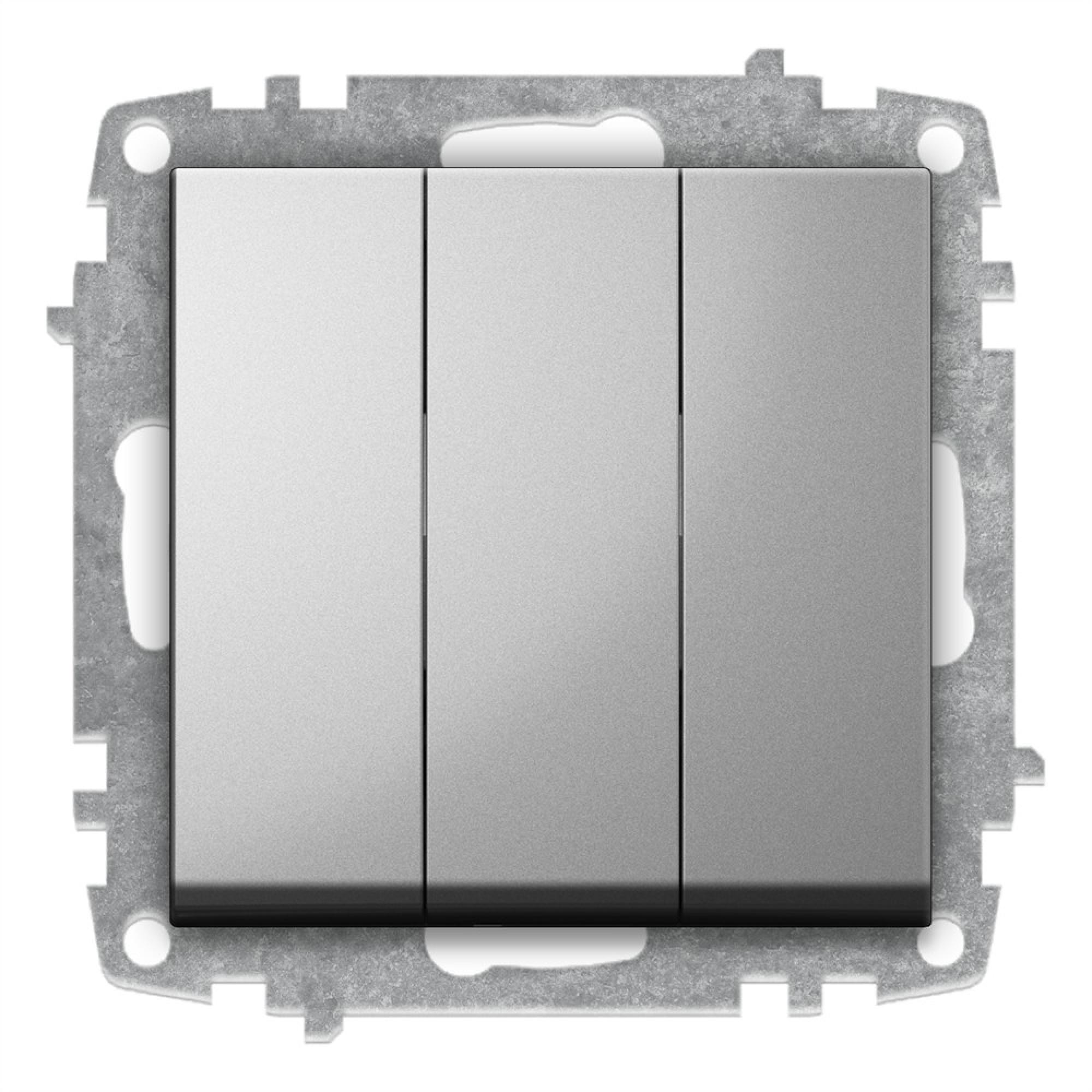 TRIPLE SERIENSCHALTER (Einsatz + Wippe) ZENA Met. Silber