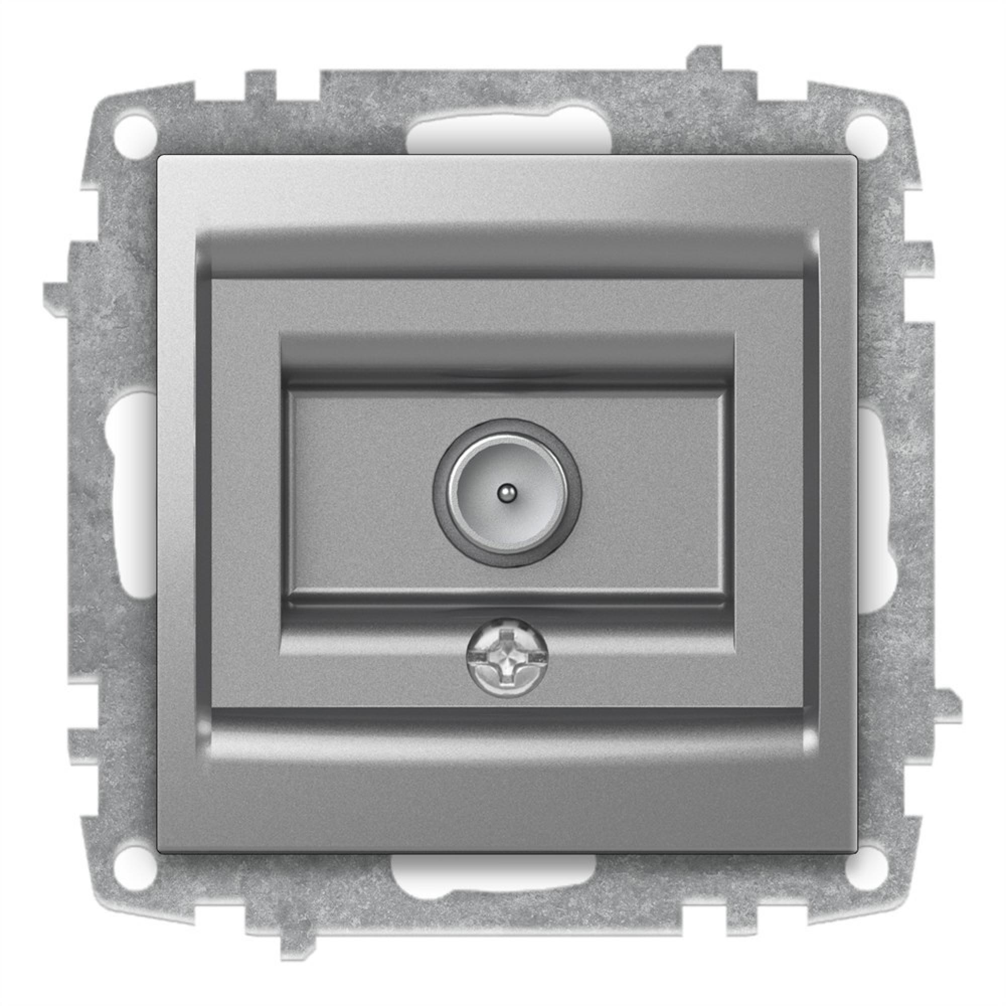 F ANSCHLUSS SAT DOSE END (Einsatz + Deckel) ZENA Met. Silber