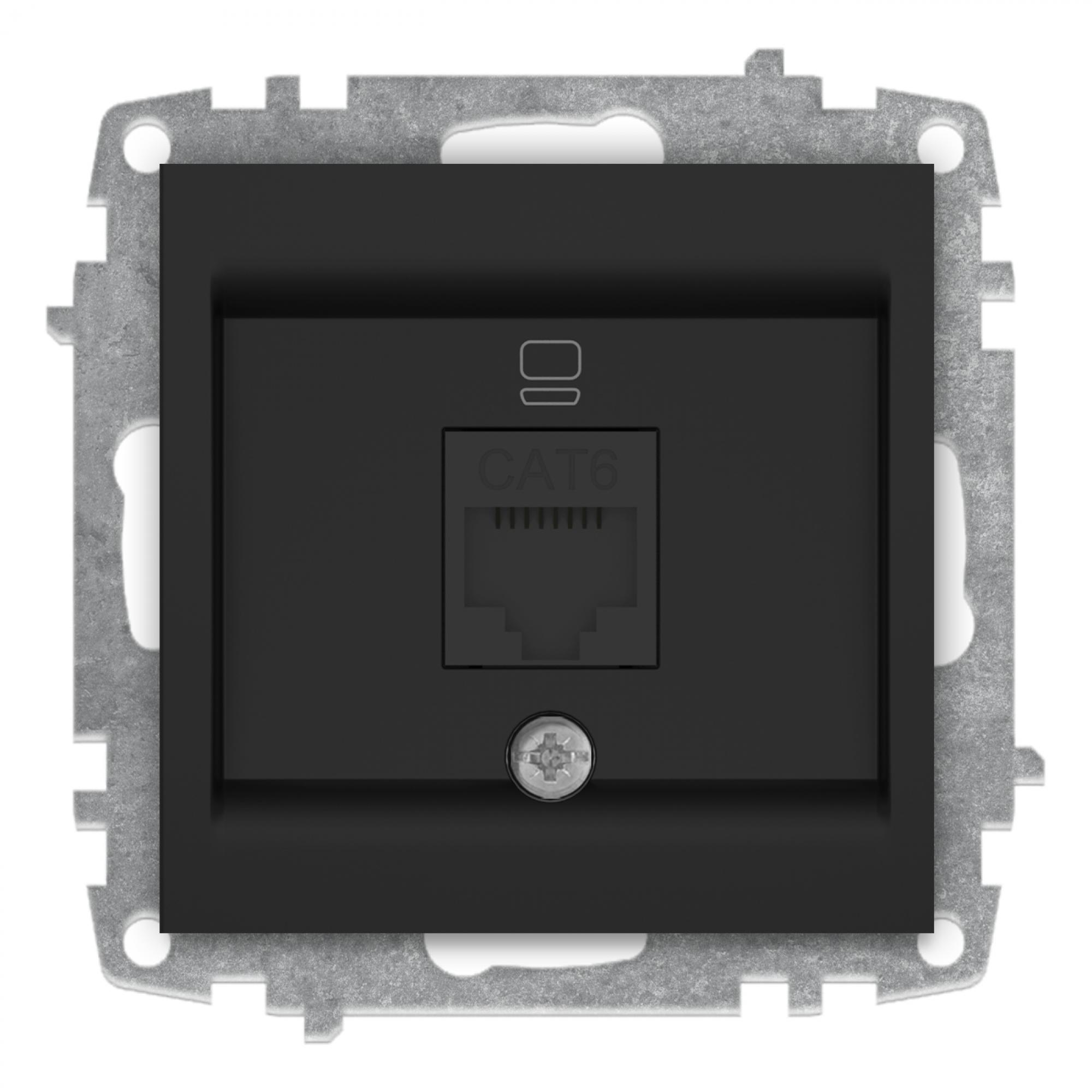 1 FACH ISDN DOSE CAT 6 ( Einsatz + Deckel ) ZENA Vantablack