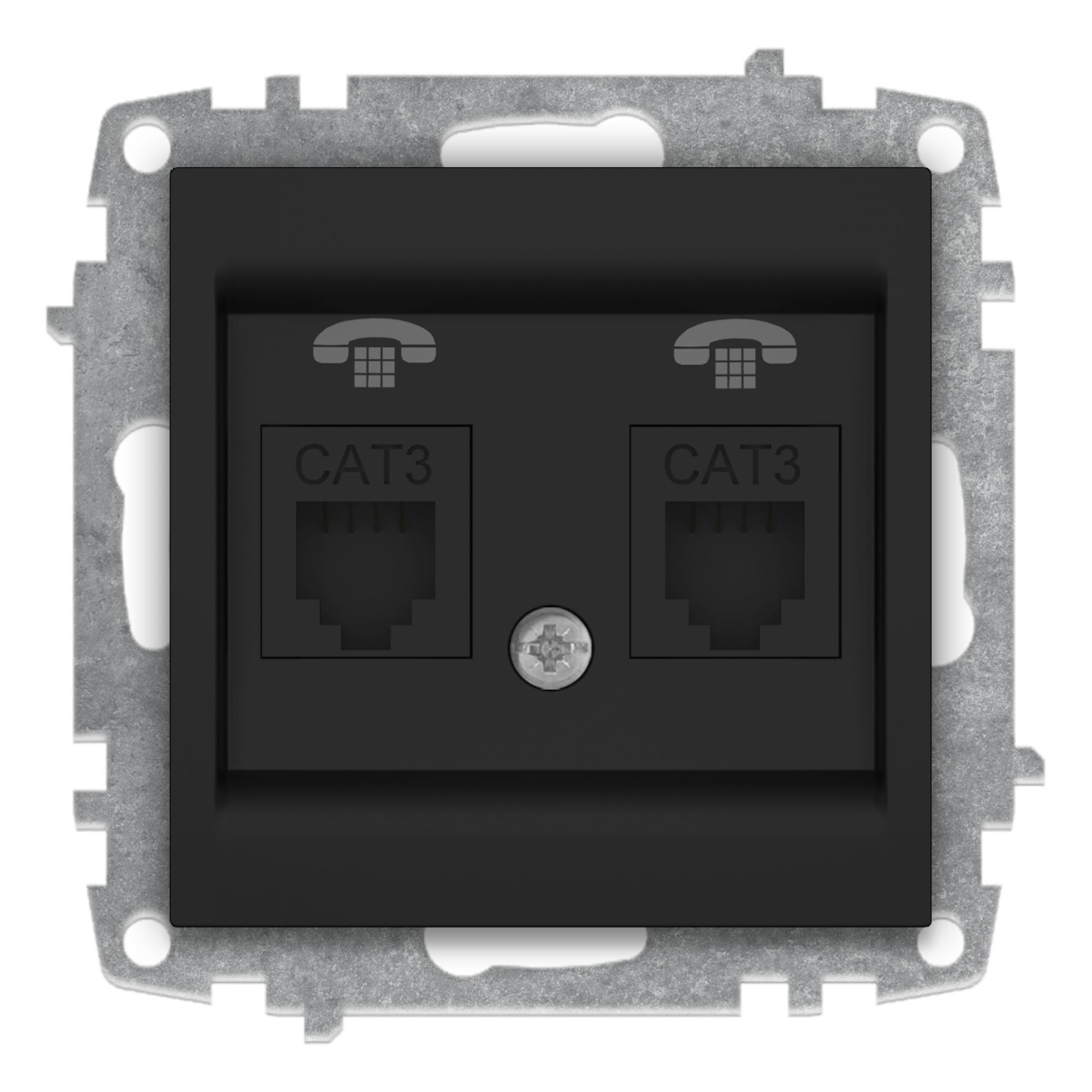 2 FACH WESTERN TELEFONDOSE (Einsatz + Deckel) ZENA Vantablack