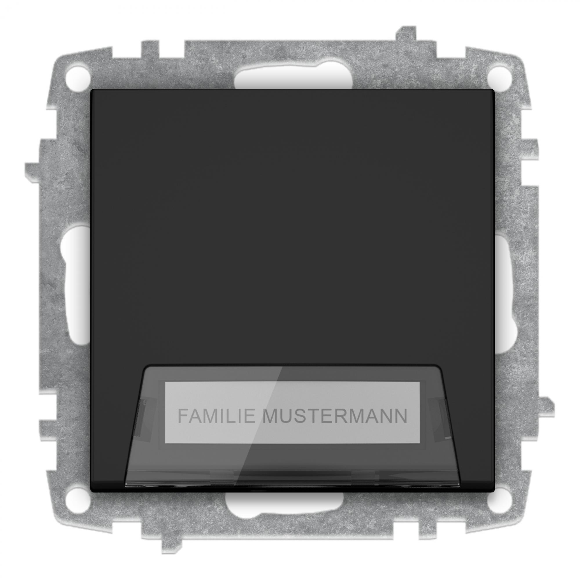 KLINGELTASTER mit NAMENSCHILD (Einsatz + Wippe) ZENA Vantablack