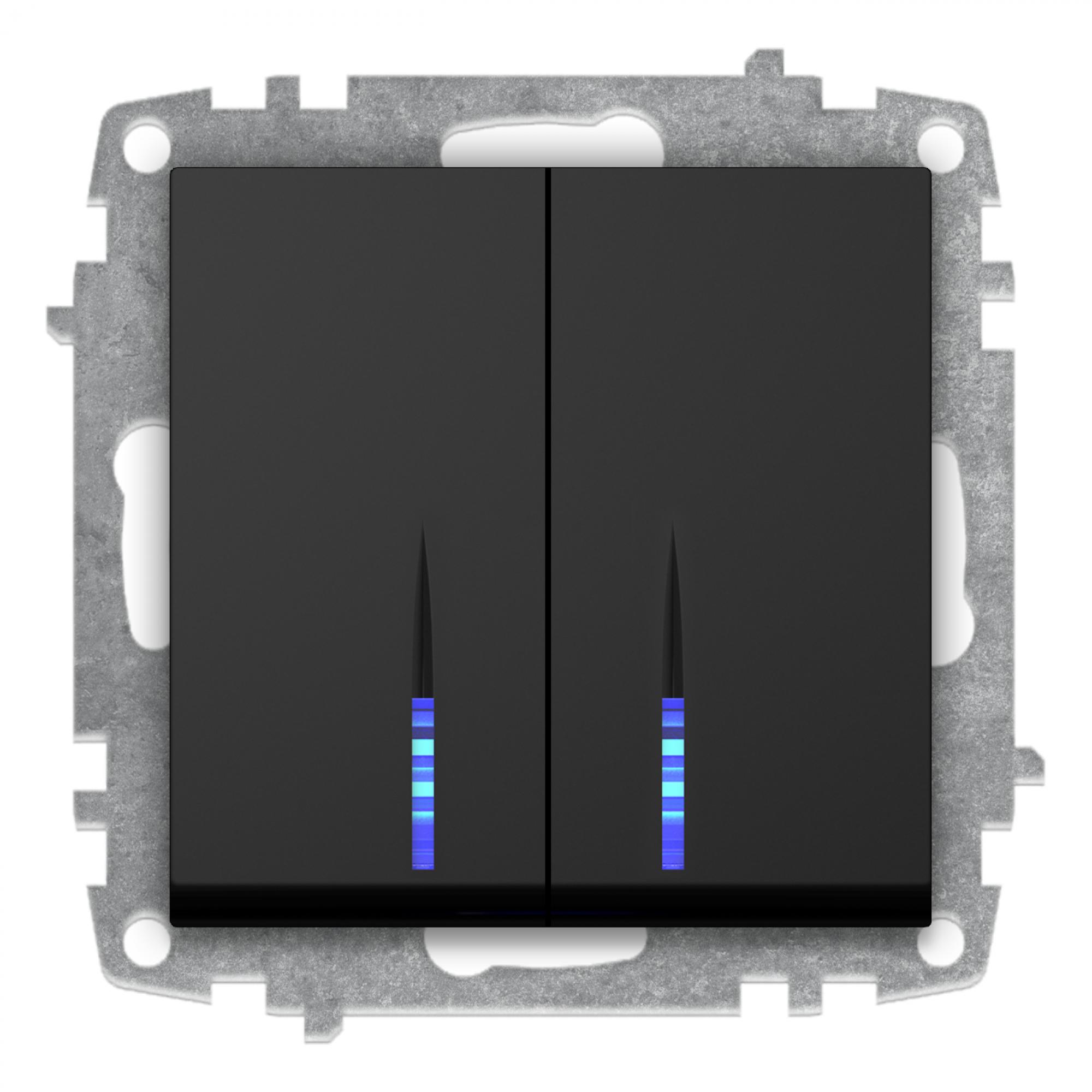 SERIENSCHALTER mit LED (Einsatz + Wippe) ZENA Vantablack