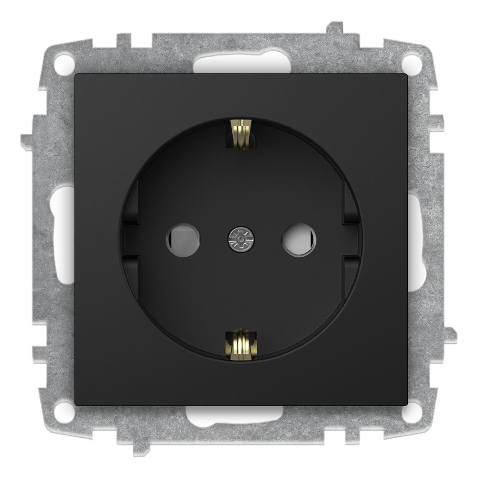 STECKDOSE mit KINDERSICHERUNG  (Einsatz mit Zentralscheibe) ZENA Vantablack