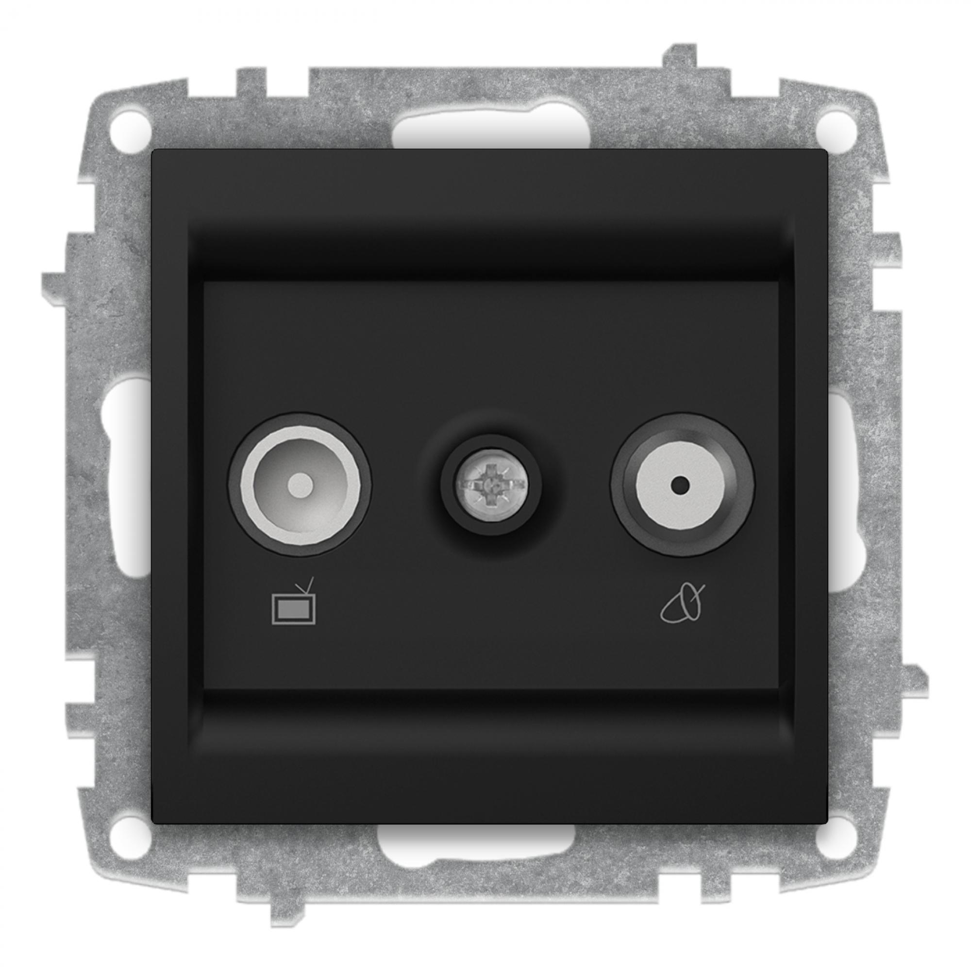 TV SAT DOSE 2 LOCH END (Einsatz + Deckel) ZENA Vantablack