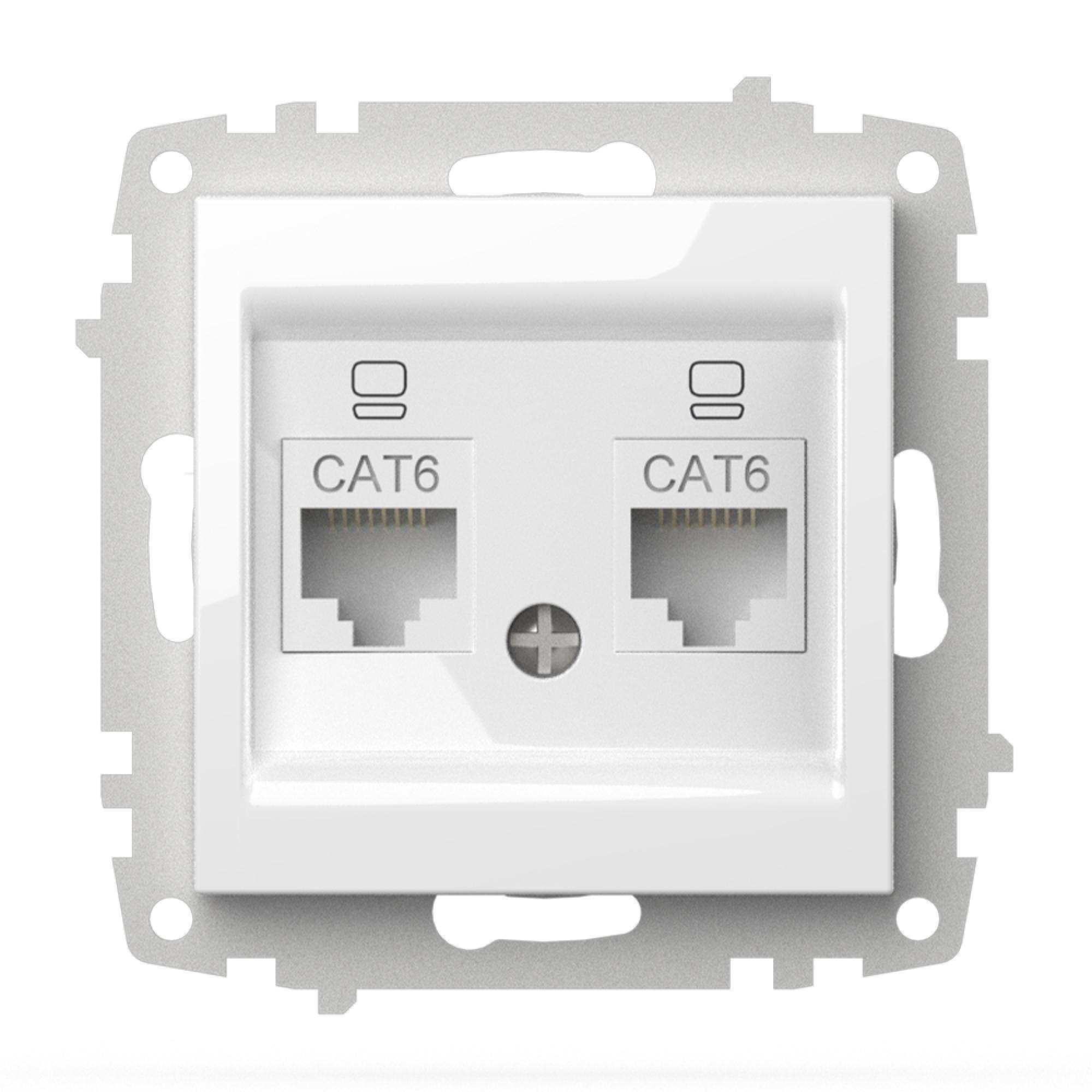 2 FACH ISDN DOSE CAT 6 (Einsatz + Deckel) VEGA Alpinweiss