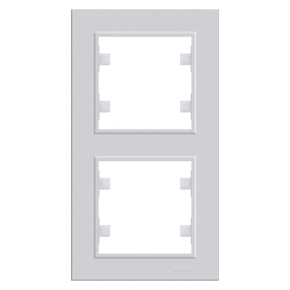 2 Fachrahmen Senkrecht ( Vertikal ) KAREA Met. Silber