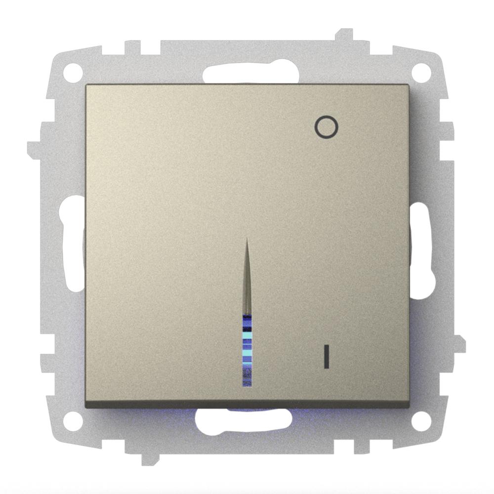 2 POLIGE SCHALTER mit LED (Einsatz + Wippe) ZENA Titanium