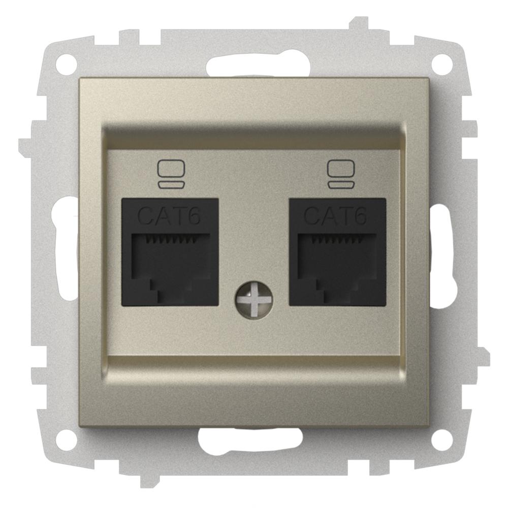 2 FACH ISDN DOSE CAT 6 (Einsatz + Deckel) ZENA Titanium