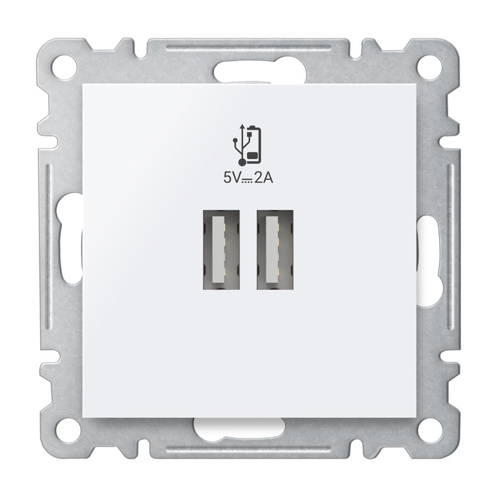 KOMBI USB DOSE LADEGERÄT DOPPEL USB ( Einsatz + Deckel ) KAREA Alpinweiss