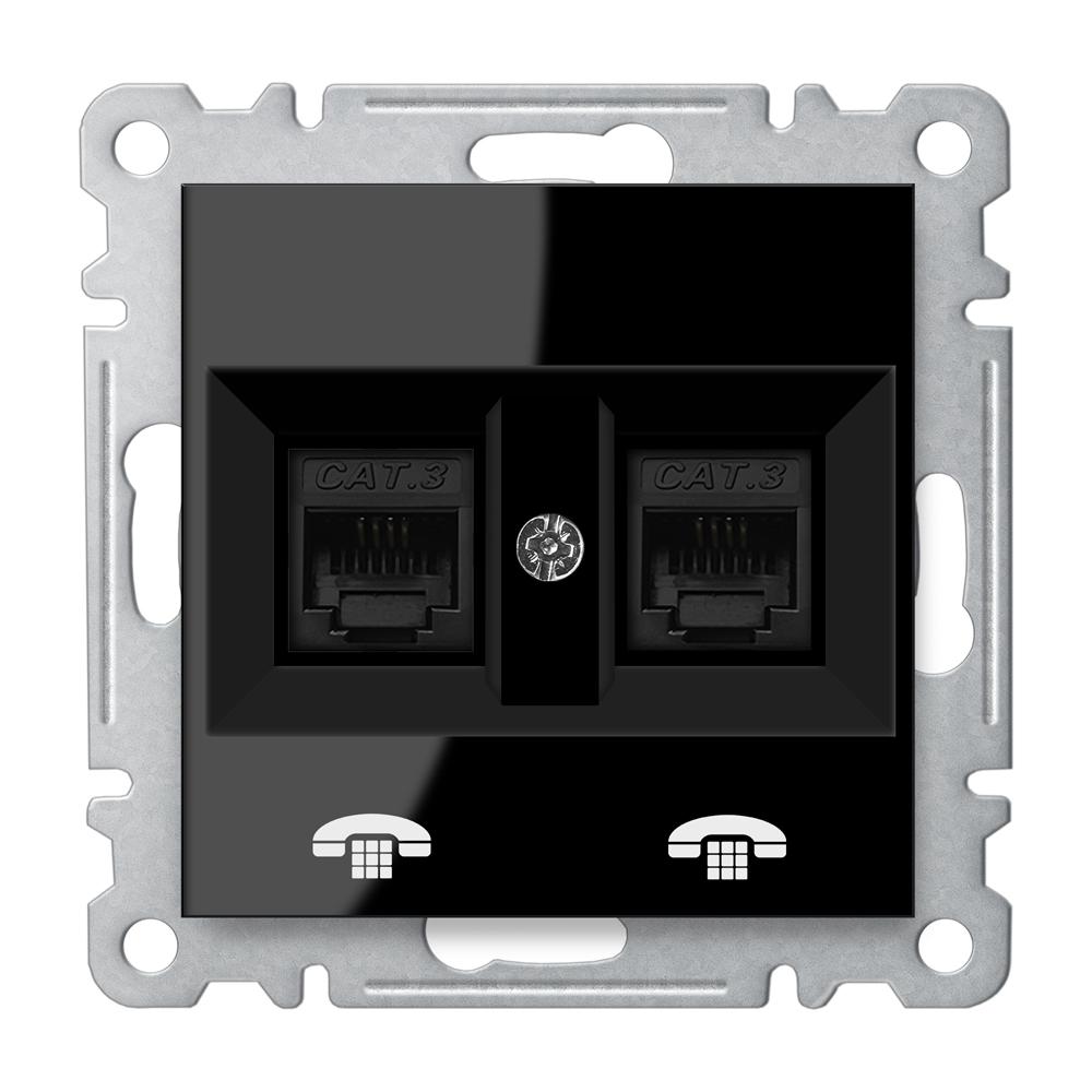 2 FACH WESTERN TELEFONDOSE  ( Einsatz + Deckel ) KAREA Schwarz