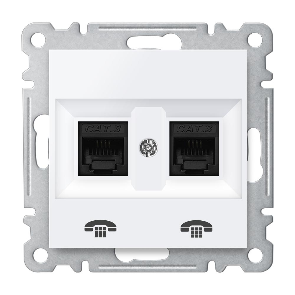 2 FACH WESTERN TELEFONDOSE ( Einsatz + Deckel ) LUNIS Alpinweiss