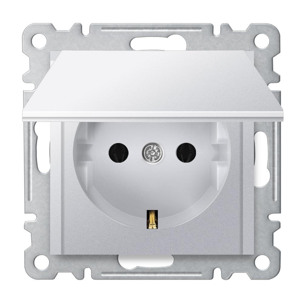 ABDECKSTECKDOSE ( Einsatz + Deckel ) KAREA Met. Silber