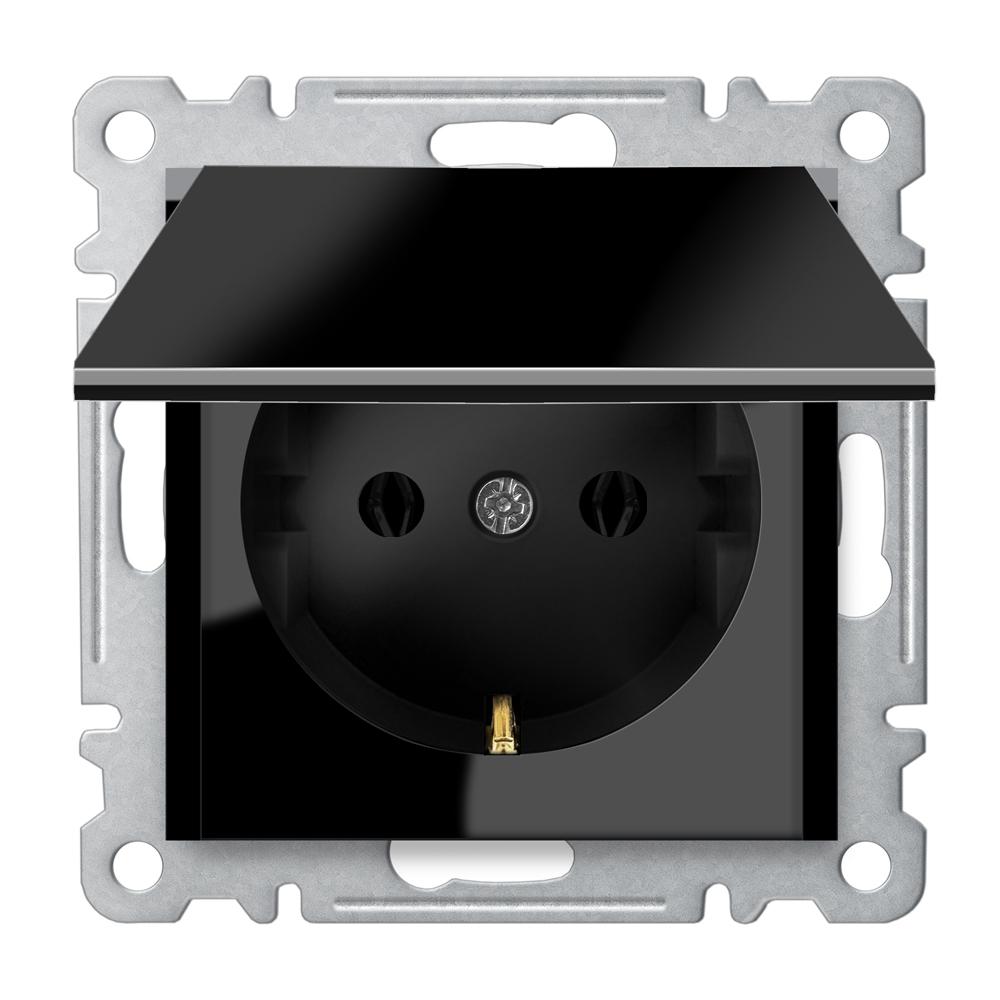 ABDECKSTECKDOSE ( Einsatz + Deckel ) LUNIS Schwarz