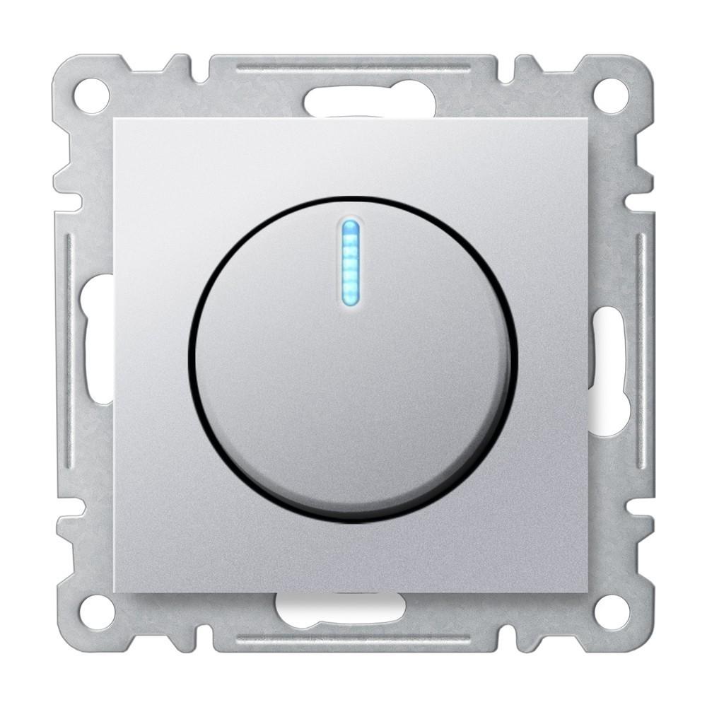 DREHDIMMER (1-10V) mit LED ( Einsatz + Drehscheibe ) LUNIS Met. Silber