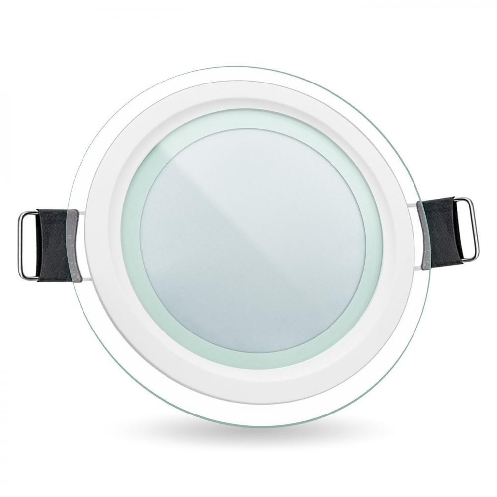 ELARA-6 6W Glas Design LED Panel Einbaustrahler Deckenleuchte Rund Lichtpanel, Naturweiss 4000K