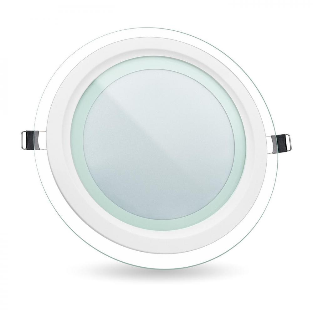 ELARA-18 18W Glas Design LED Panel Einbaustrahler Deckenleuchte Rund Lichtpanel, Naturweiss 4000K