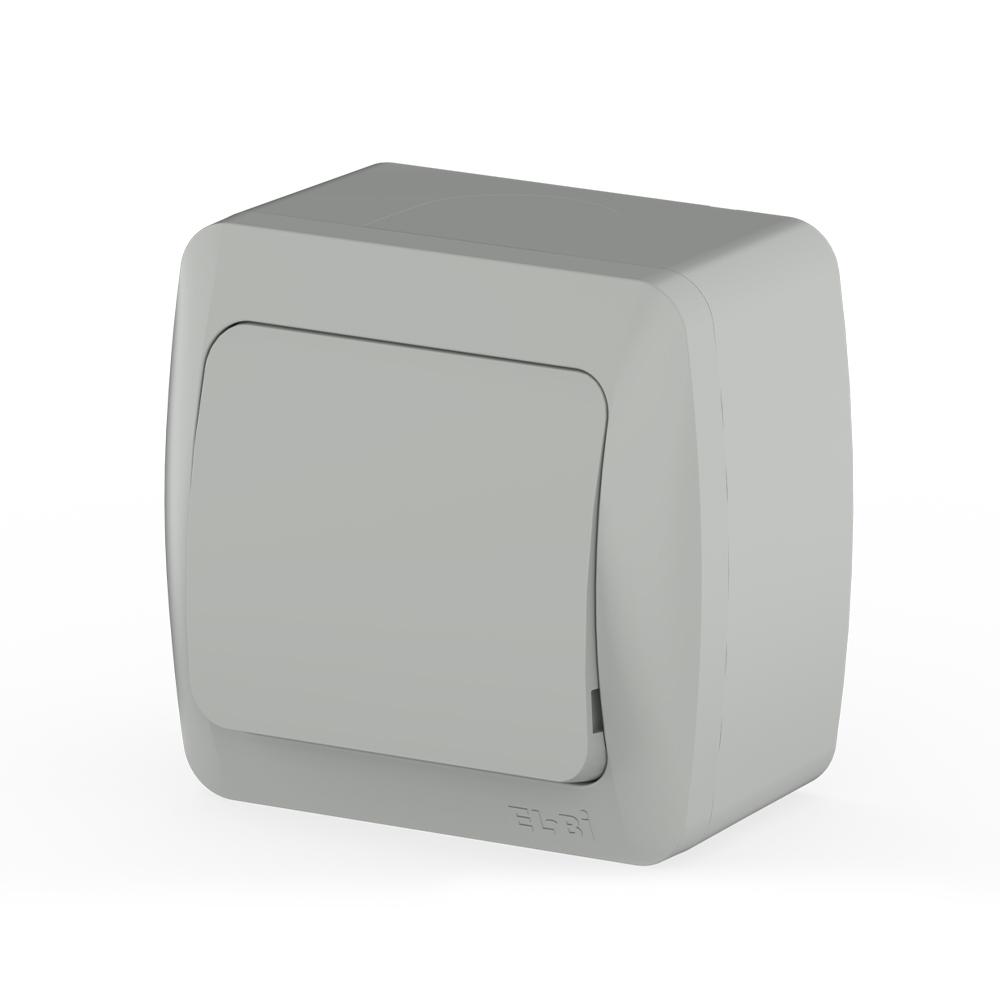 Ein und Ausschalter Aufputz IP54 Feuchtraum – Grau – EVA