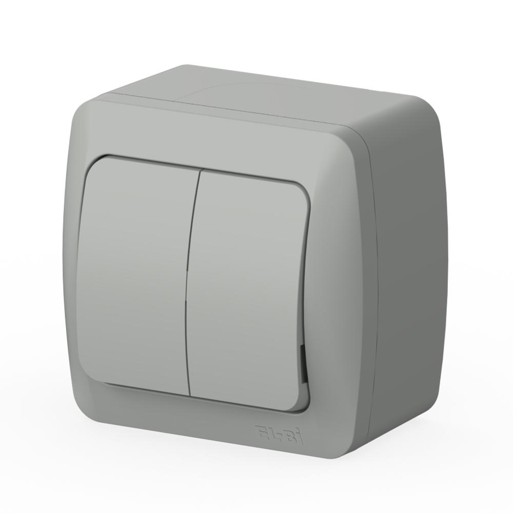 Serienschalter Aufputz IP54 Feuchtraum – Grau – EVA