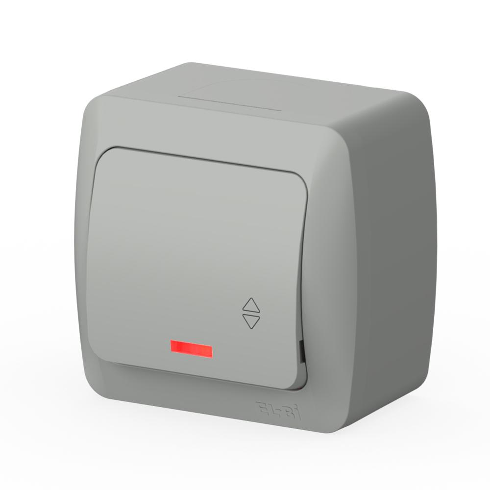 Wechselschalter mit LED Aufputz IP54 Feuchtraum – Grau – EVA