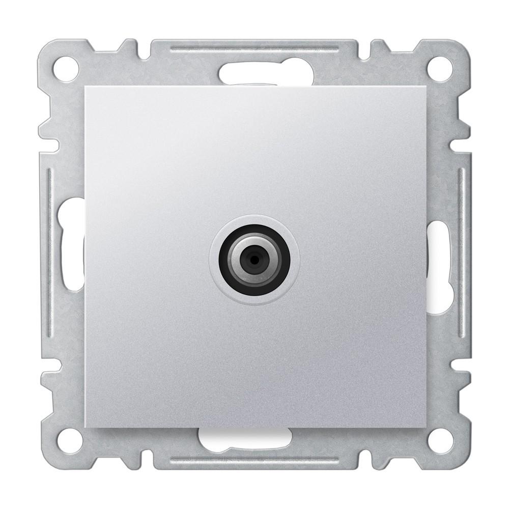 F ANSCHLUSS SAT DOSE DURCHGANG 4 dB ( Einsatz + Deckel ) KAREA Met. Silber