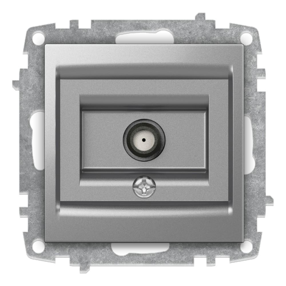 F ANSCHLUSS SAT DOSE DURCHGANG (Einsatz + Deckel) ZENA Met. Silber