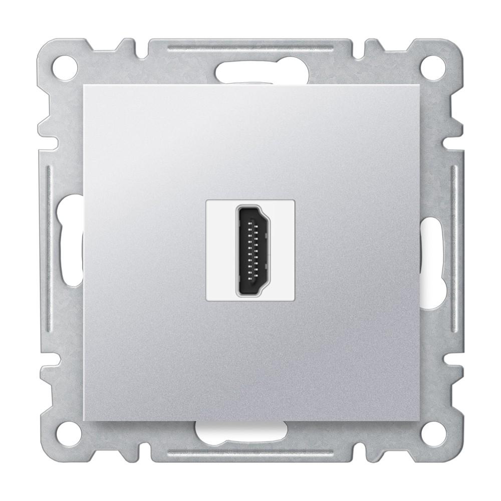 HDMI ANSCHLUSSDOSE ( Einsatz + Deckel ) LUNIS Met. Silber