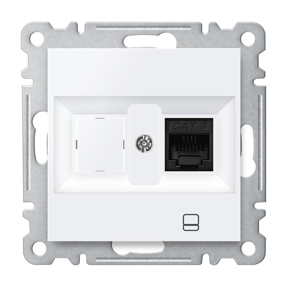 1 FACH DATENDOSE 1xRJ45 CAT3 ( Einsatz + Deckel ) KAREA Alpinweiss