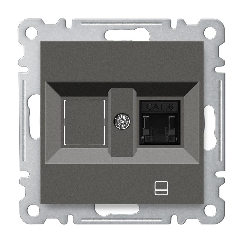 1 FACH DATEN NETZWERKDOSE CAT 6 RJ45 ( Einsatz + Deckel ) KAREA Anthrazit