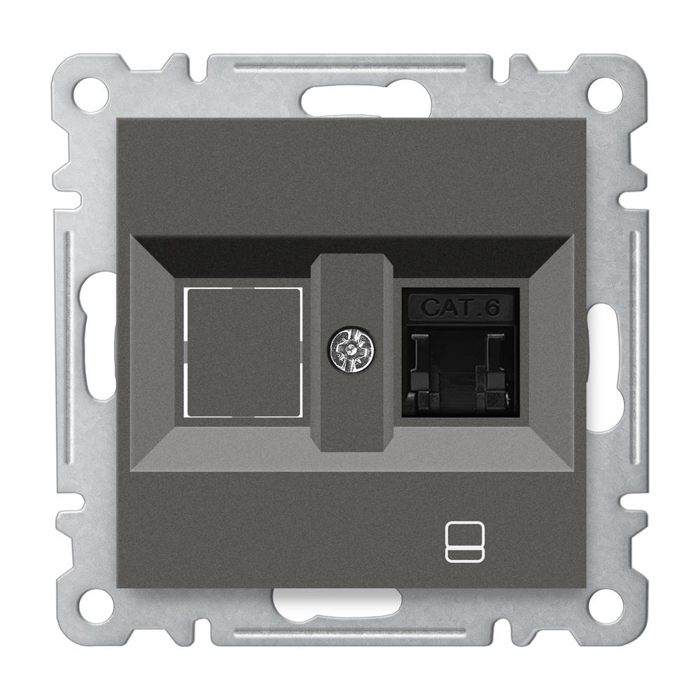 1 FACH DATEN NETZWERKDOSE CAT 6 RJ45 ( Einsatz + Deckel ) LUNIS Anthrazit