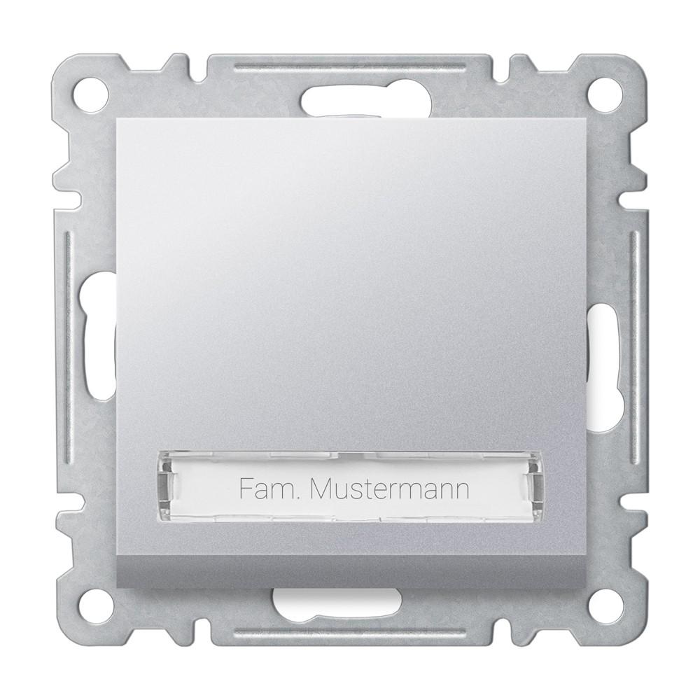 KLINGELTASTER mit NAMENSSCHILD ( Einsatz + Wippe ) KAREA Met. Silber