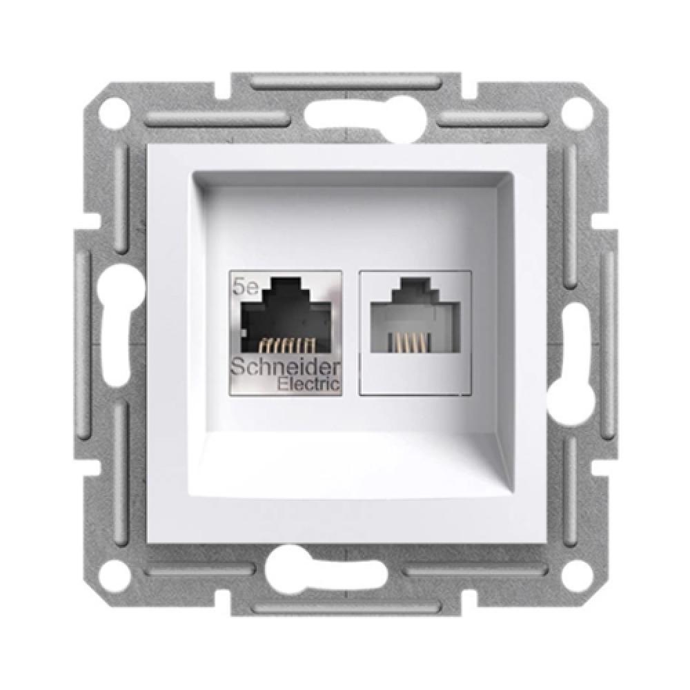 KOMBI DATEN-TELEFONDOSE RJ11+RJ45 CAT6 OHNE RAHMEN ASFORA WEISS